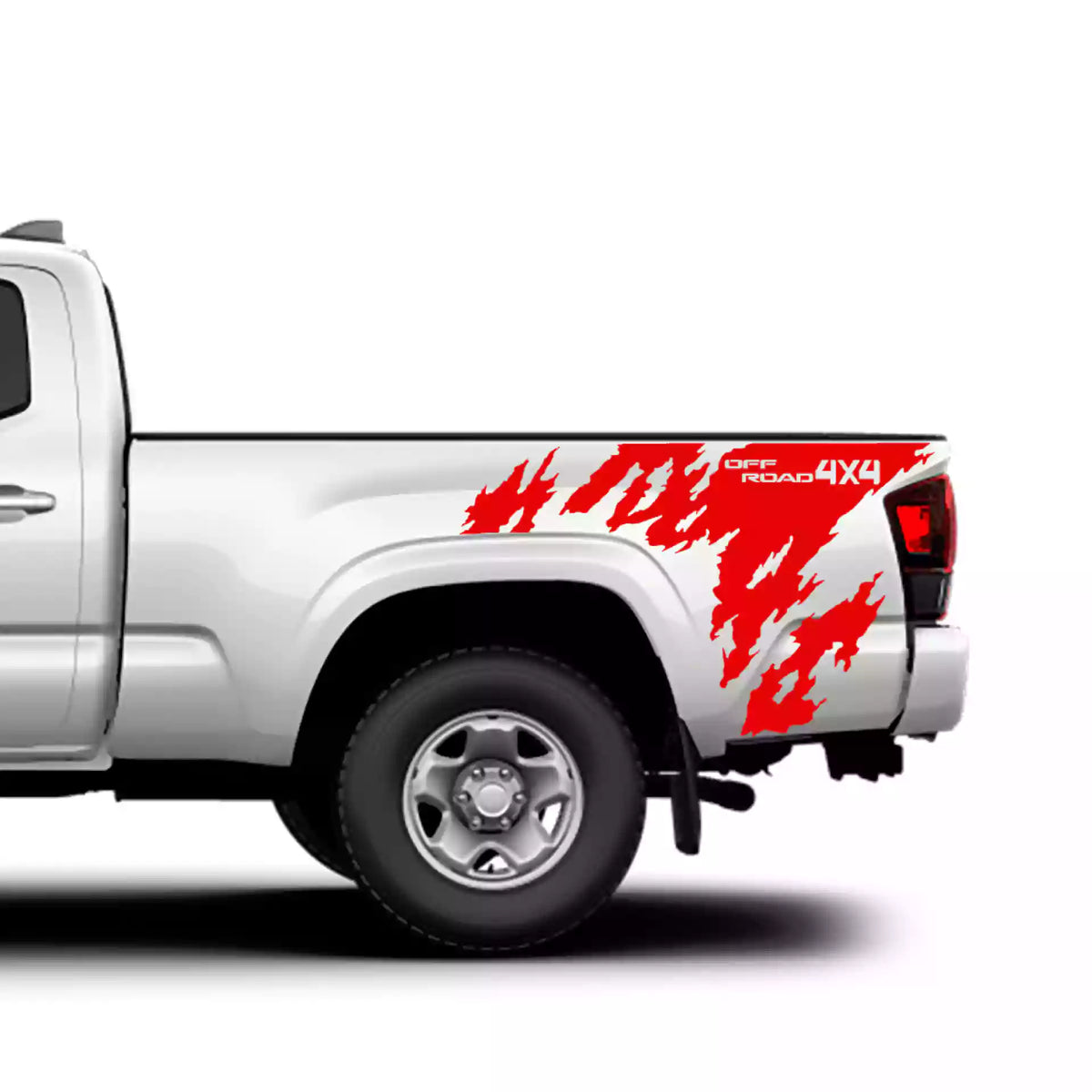 2016-2023 Toyota Tacoma 4x4 Mud Splash Bed Side Vinyl Graphics Kit red