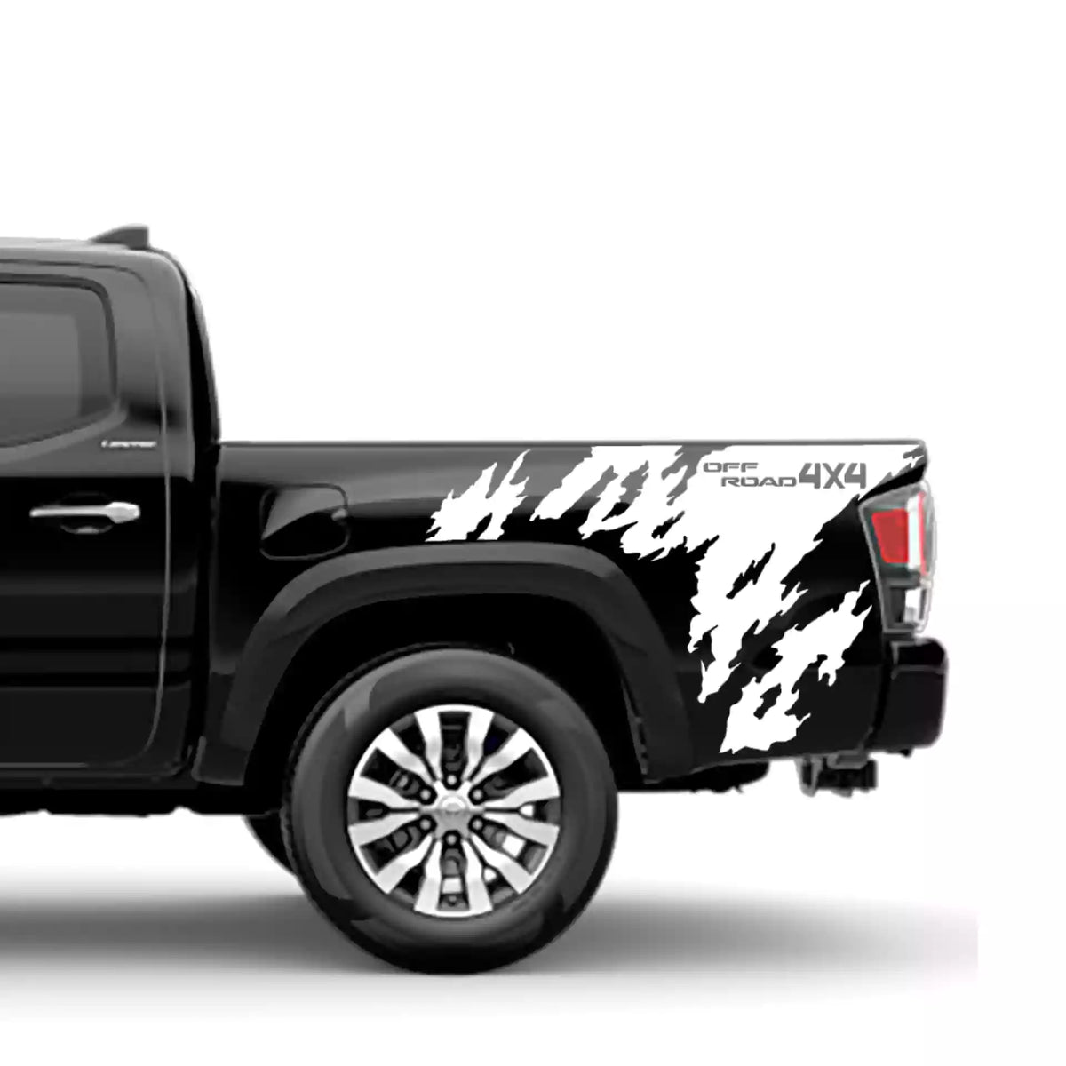 2016-2023 Toyota Tacoma 4x4 Mud Splash Bed Side Vinyl Graphics Kit white