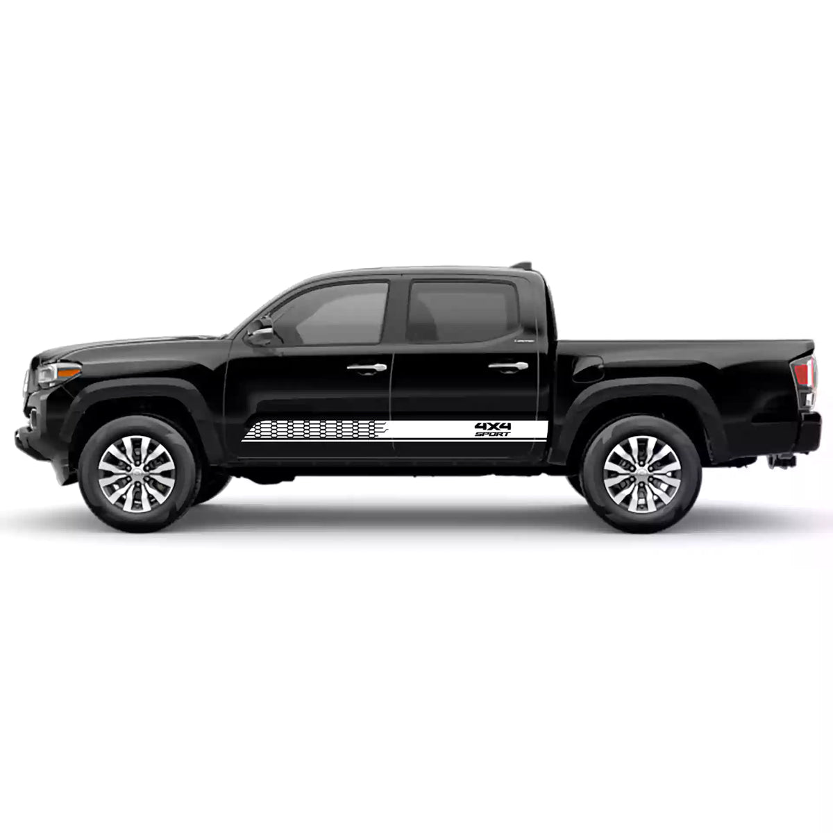 2016-2023 Toyota Tacoma 4x4 Rocker Stripes Vinyl Graphics Kit white