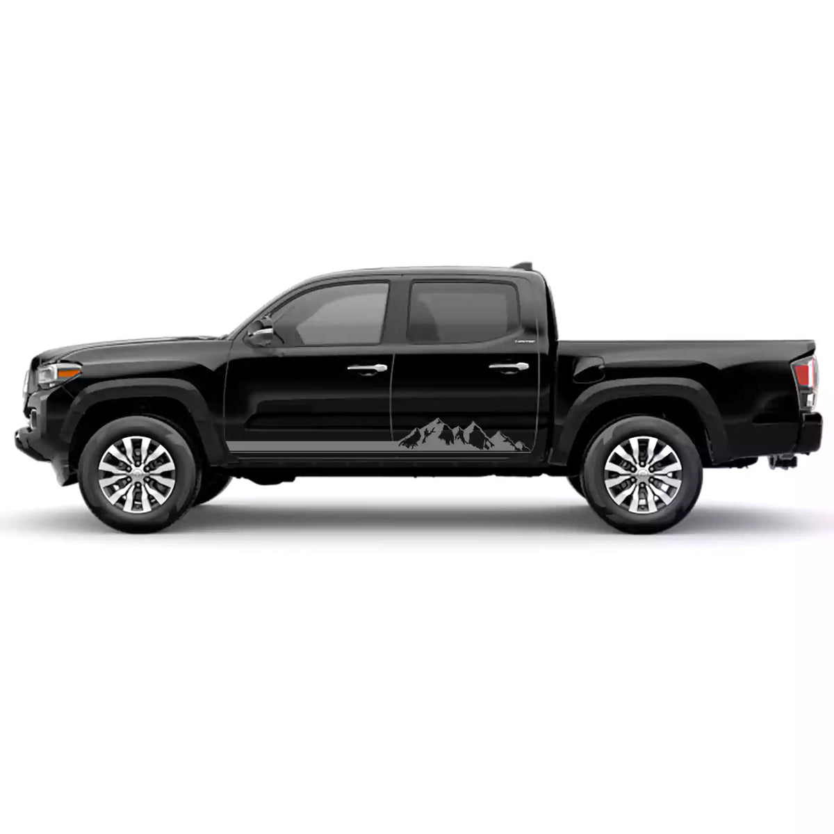 2016-2023 Toyota Tacoma Mountains Rocker Stripes Vinyl Graphics Kit gray