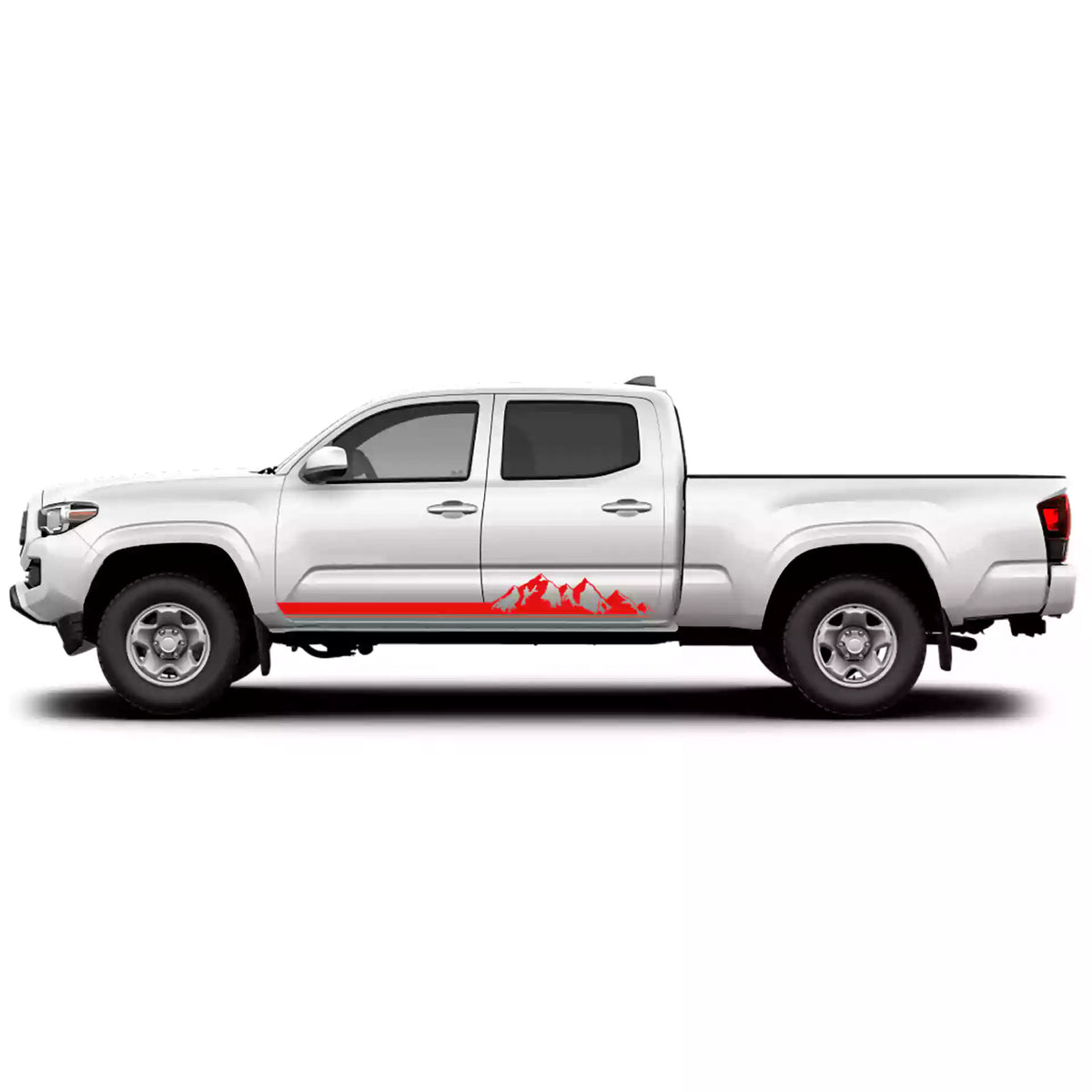 2016-2023 Toyota Tacoma Mountains Rocker Stripes Vinyl Graphics Kit red