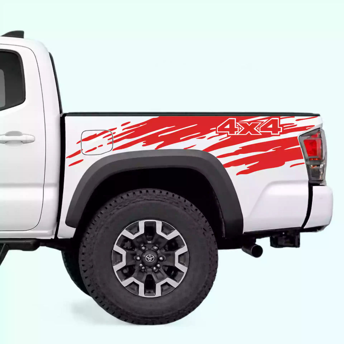 2016-2023 Toyota Tacoma Mud Splash 4x4 Bed Decals Vinyl Graphics Kit red