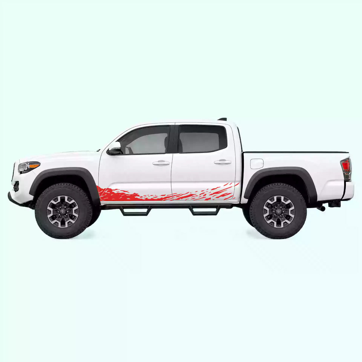2016-2023 Toyota Tacoma Mud Splash Rocker Stripes Vinyl Graphics Kit red