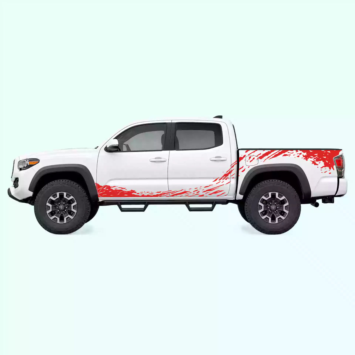 2016-2023 Toyota Tacoma Mud Splash Rocker & Bed Decals Vinyl Graphics Kit red