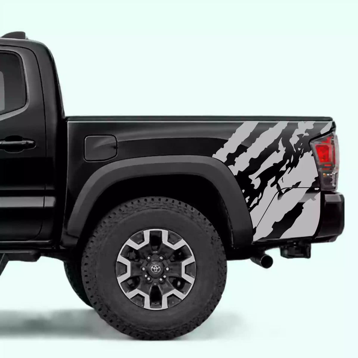 2016-2023 Toyota Tacoma Ripped Bed Side Decals Vinyl Graphics Kit gray
