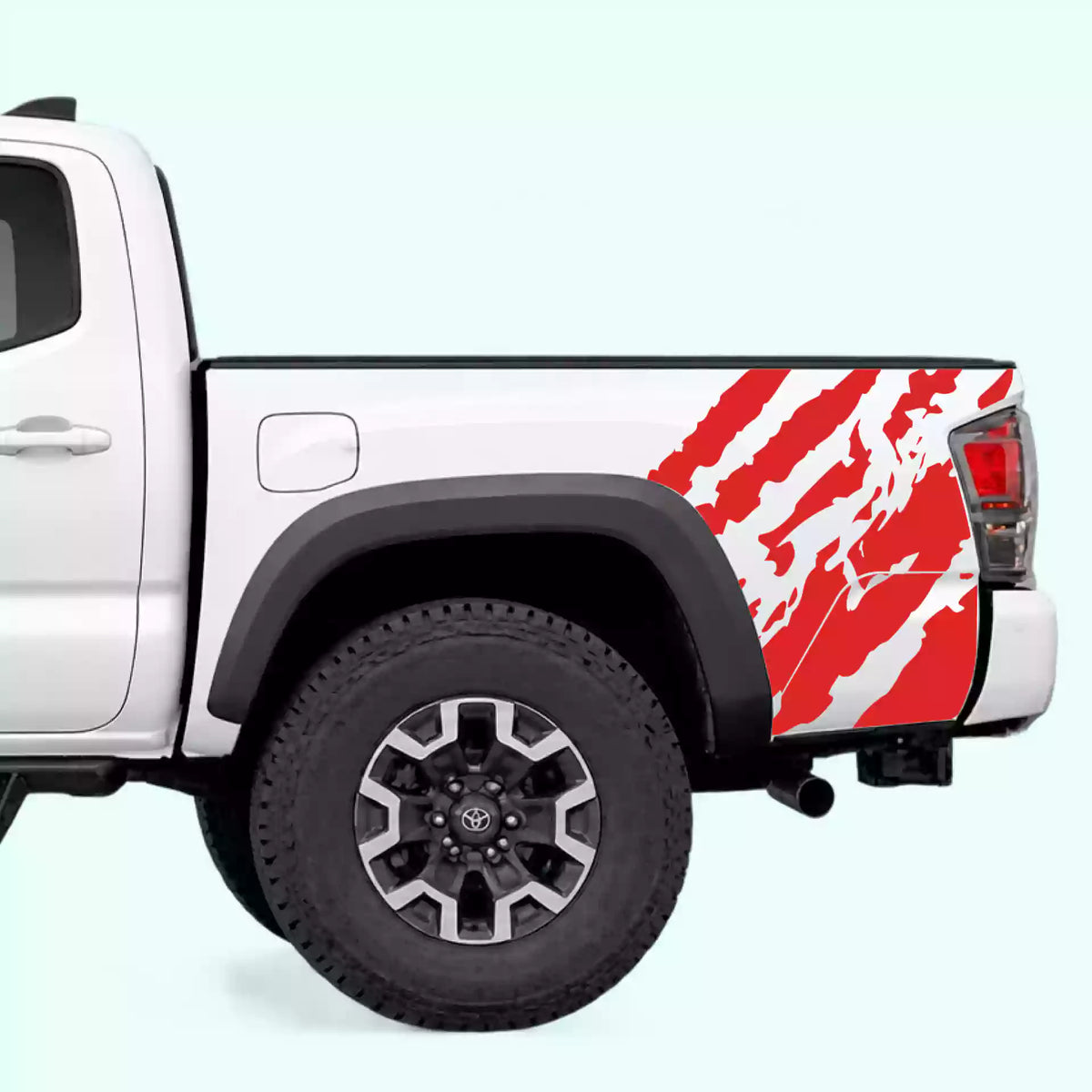 2016-2023 Toyota Tacoma Ripped Bed Side Decals Vinyl Graphics Kit red