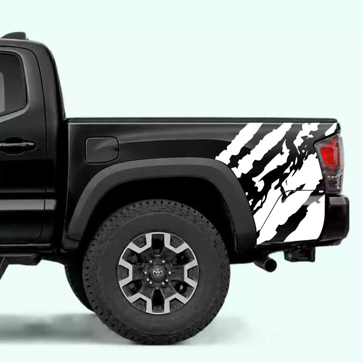 2016-2023 Toyota Tacoma Ripped Bed Side Decals Vinyl Graphics Kit white