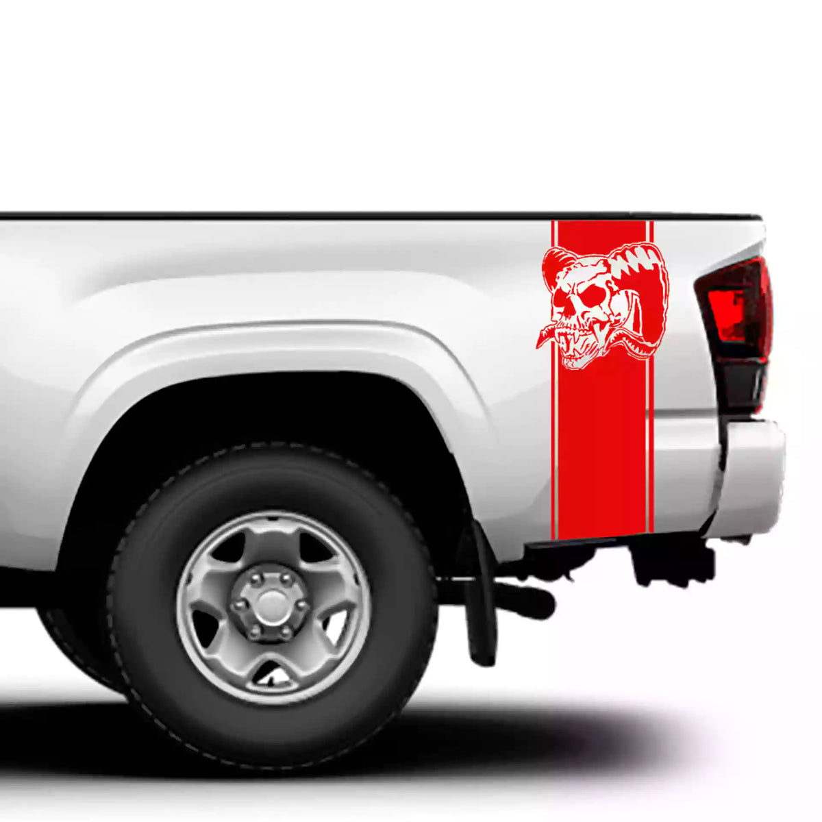 2016-2023 Toyota Tacoma Skull Bed Decals Vinyl Graphics Kit red