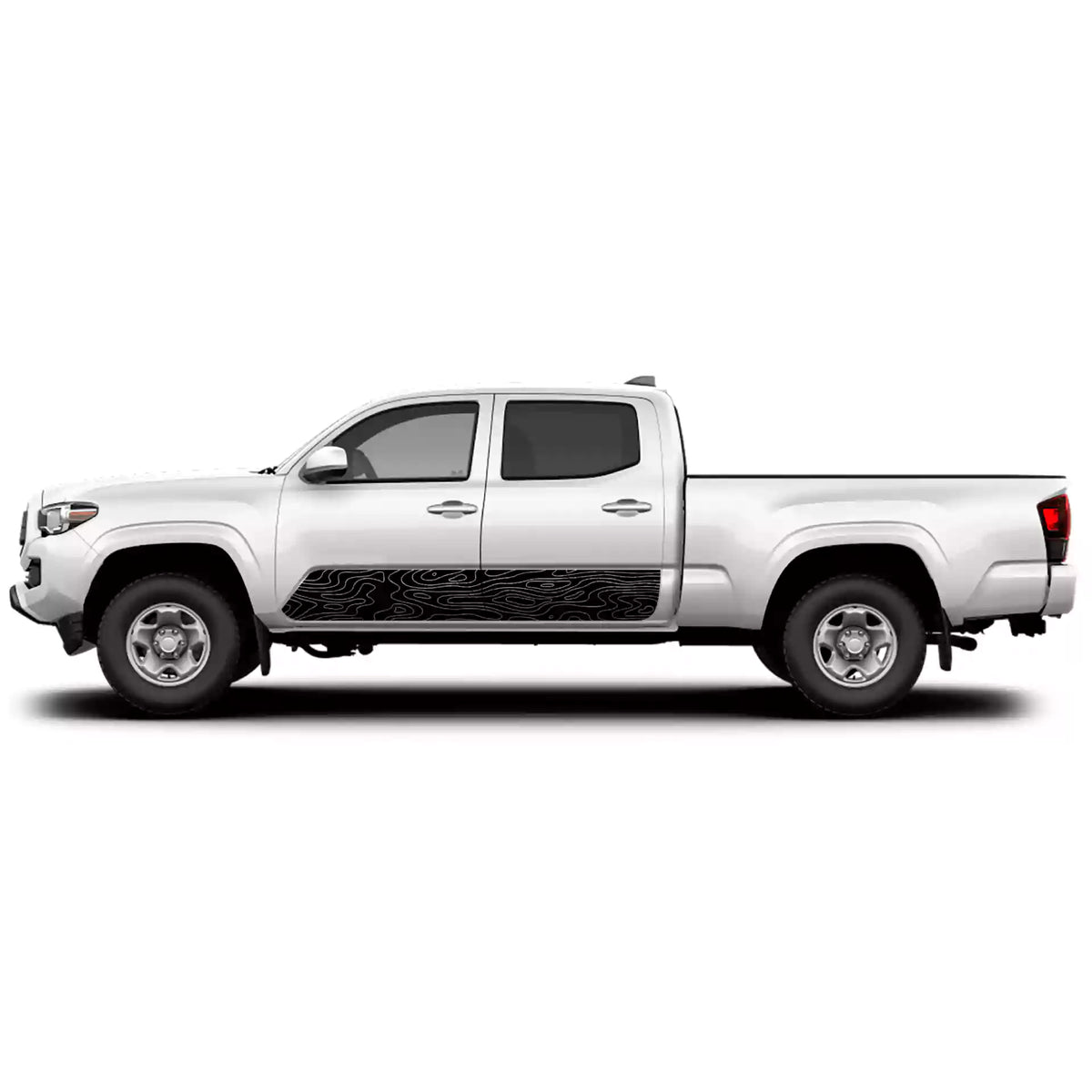 2016-2023 Toyota Tacoma Topographic Rocker Stripes Vinyl Graphics Kit black