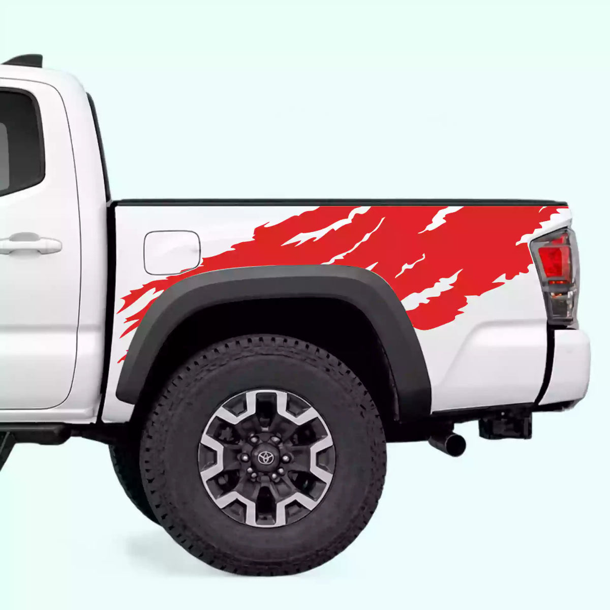 2016-2023 Toyota Tacoma Torn Off Road Bed Decals Vinyl Graphics Kit Red