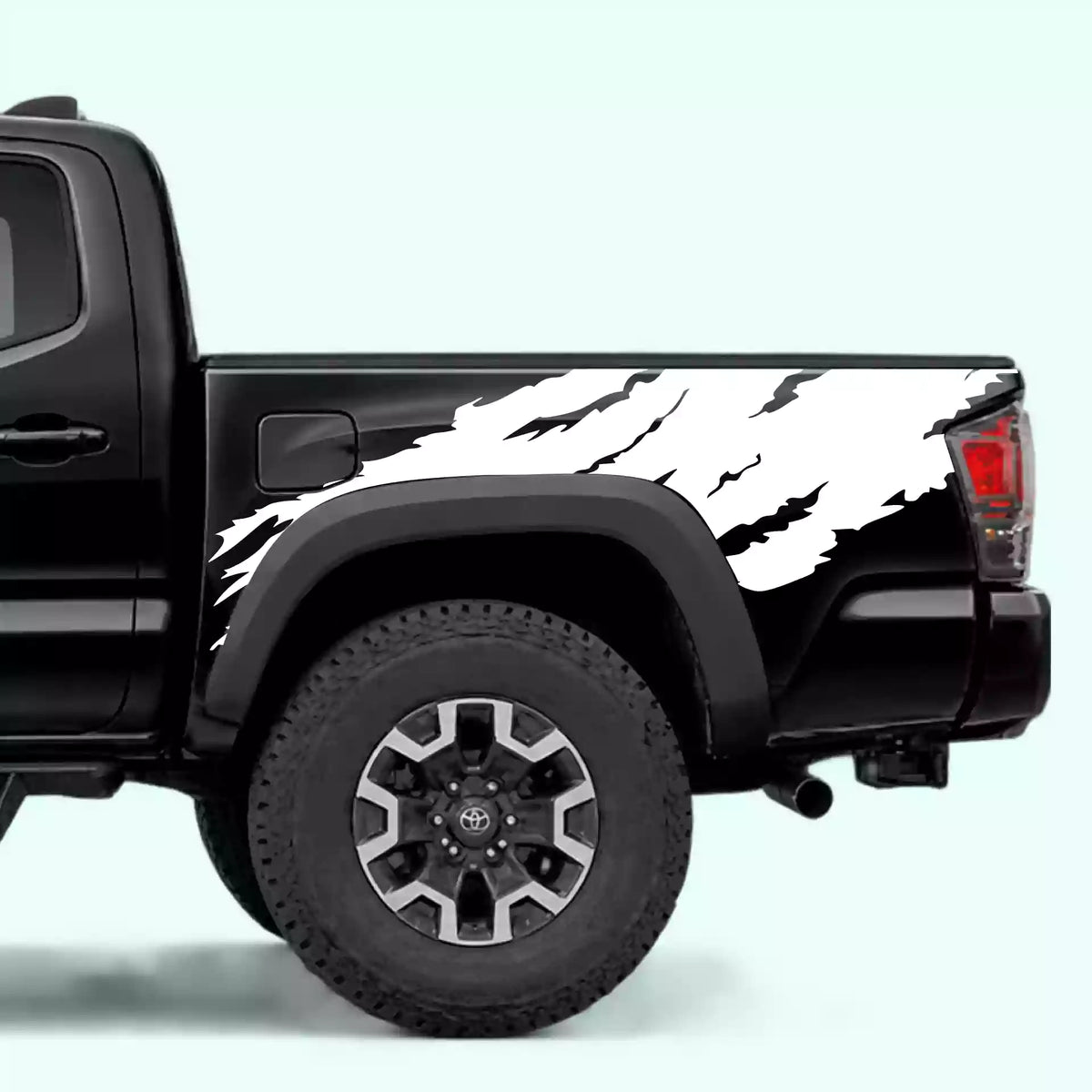 2016-2023 Toyota Tacoma Torn Off Road Bed Decals Vinyl Graphics Kit White