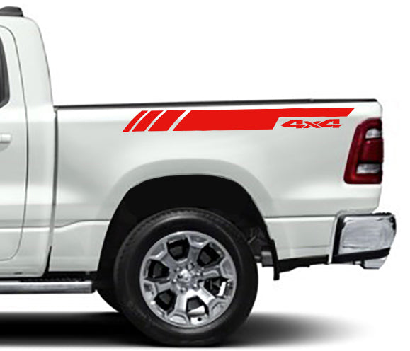 4x4 bed stripes for dodge ram 2018 to 2023 models red