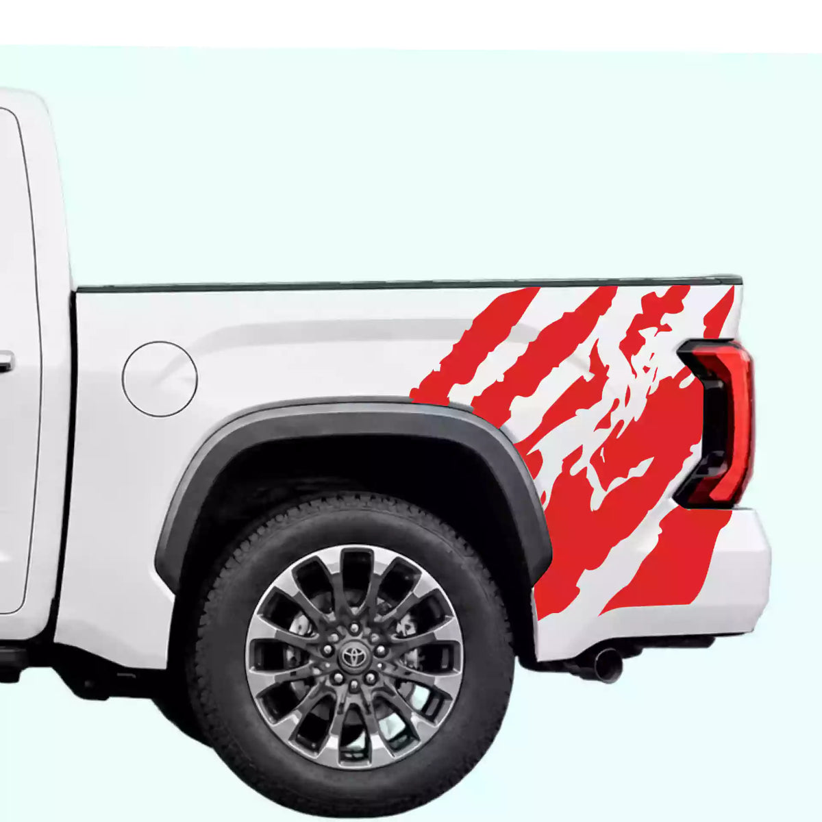 3rd Gen Toyota Tundra Shred Bed Side Decals Vinyl Graphics Kit Red
