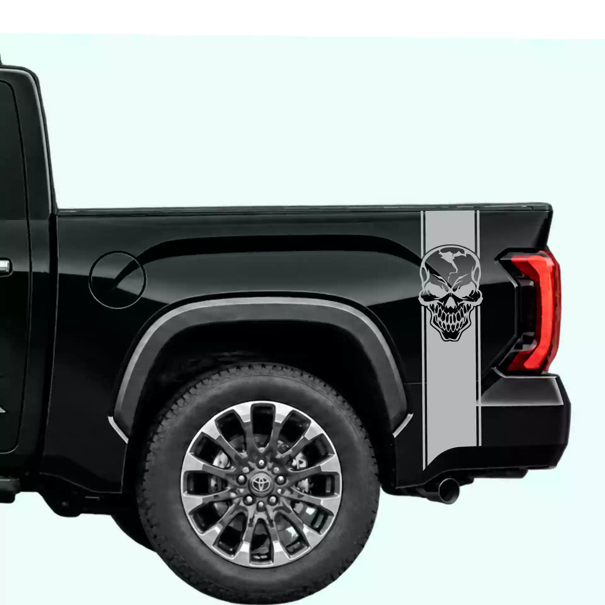 3rd Gen Toyota Tundra Skull Bed Stripes Vinyl Graphics Kit Gray