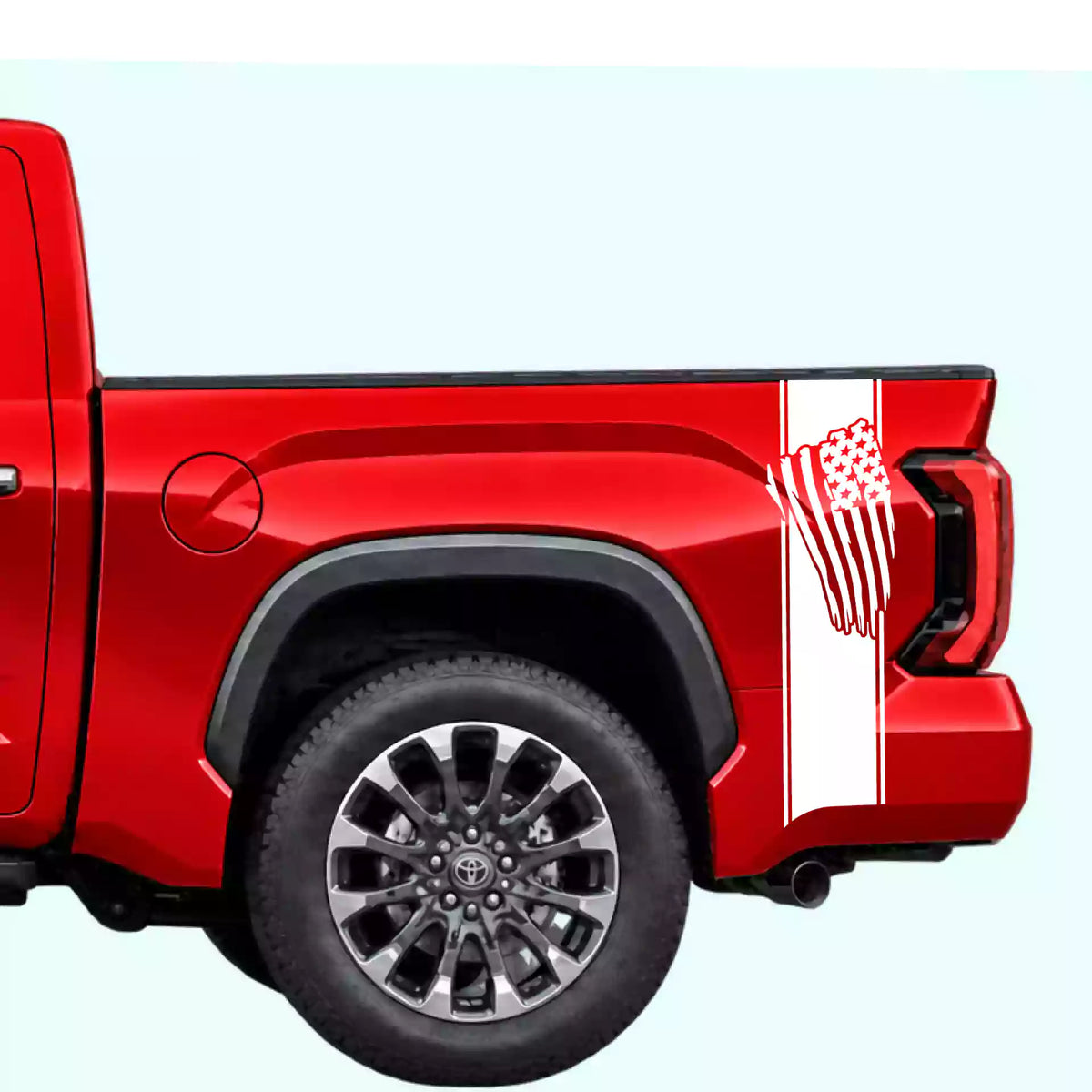 3rd Gen Toyota Tundra USA Flag Bed Decals Vinyl Graphics Kit White