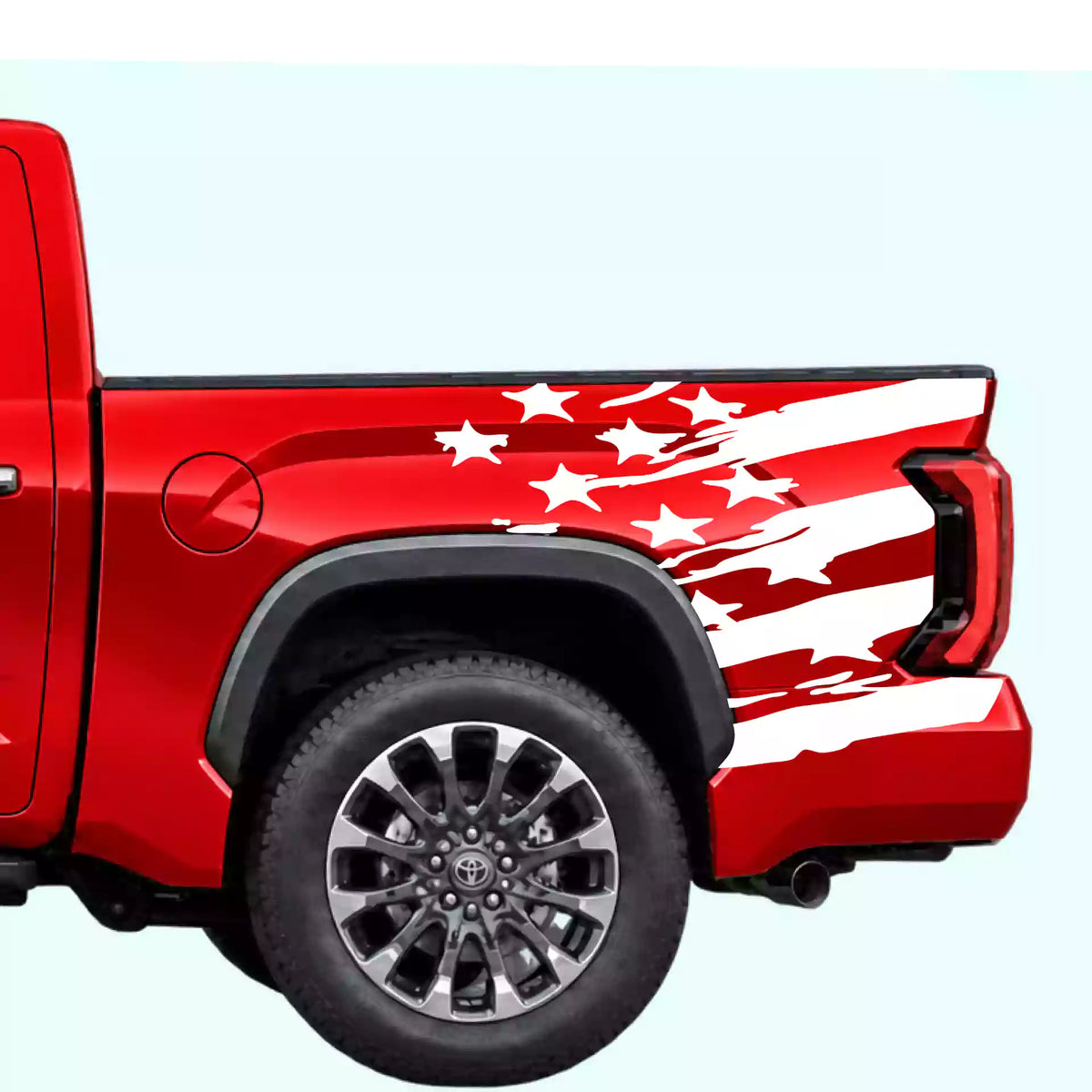 3rd Gen Toyota Tundra USA Flag Shred Bed Decals Vinyl Graphics Kit White