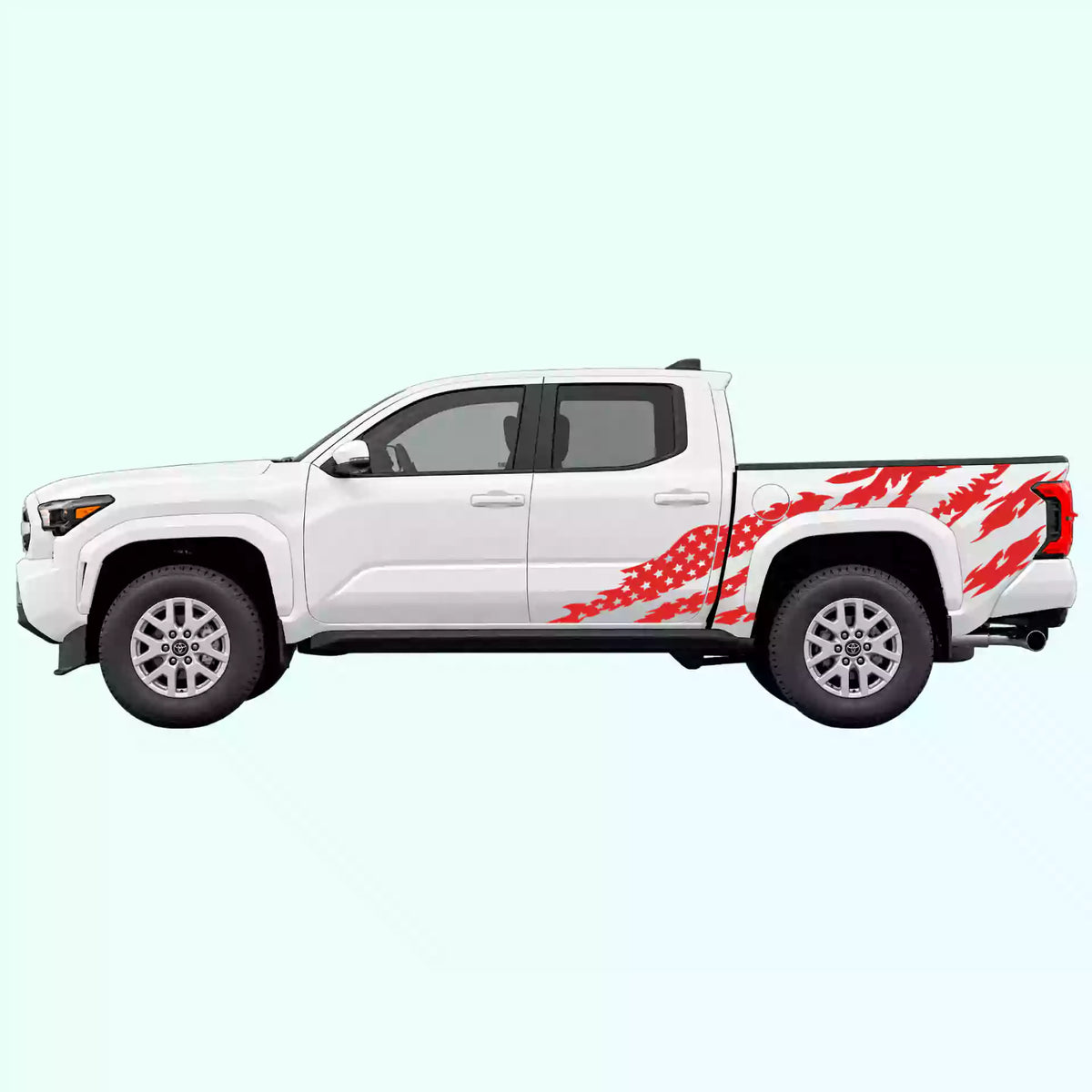 4th Gen Toyota Tacoma American Flag Side Decals Vinyl Graphics Kit Red