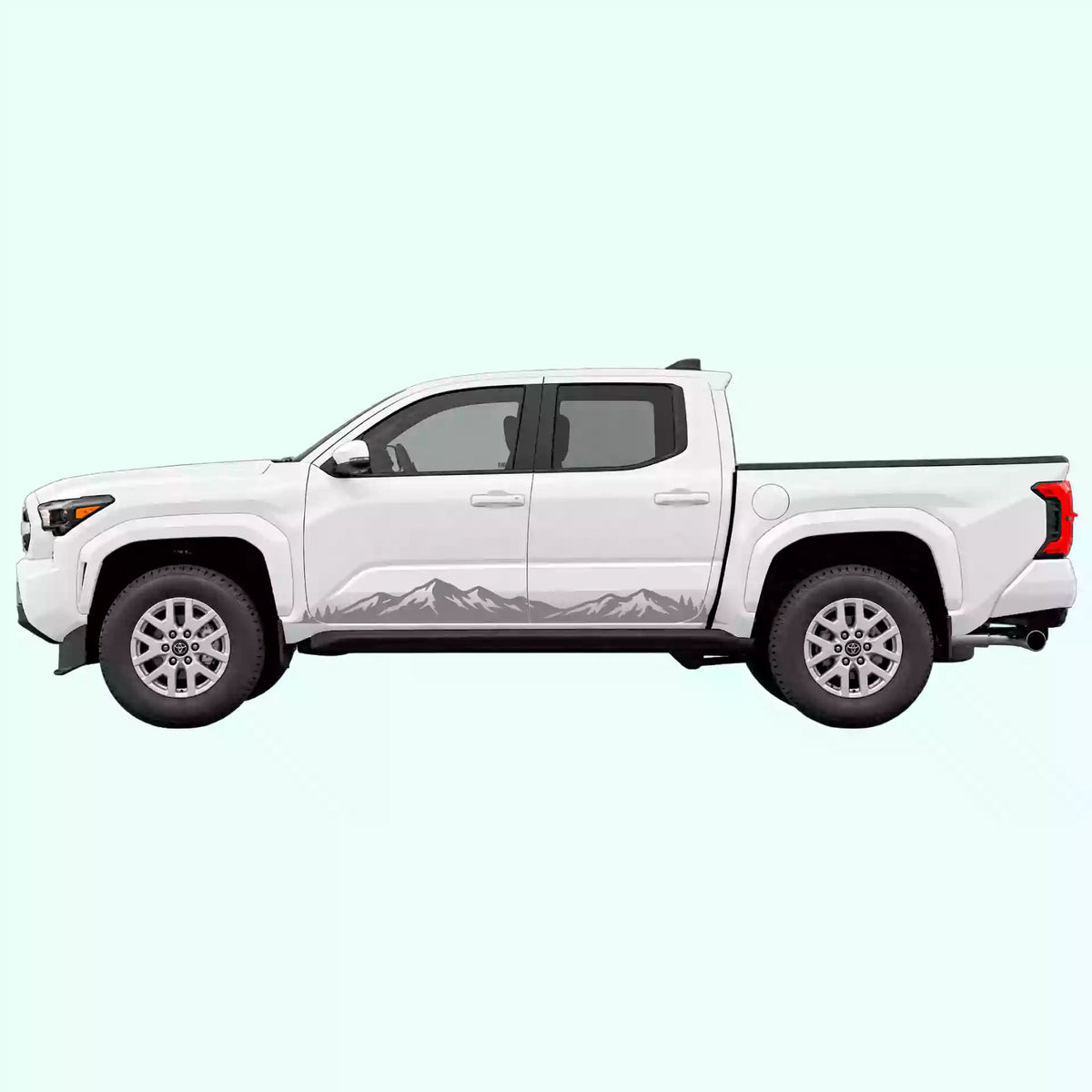4th Gen Toyota Tacoma Mountain Range Rocker Stripes Vinyl Graphics Kit Gray