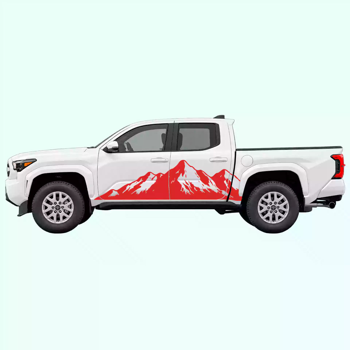 4th Gen Toyota Tacoma Mountain Range Side Decals Vinyl Graphics Kit Red