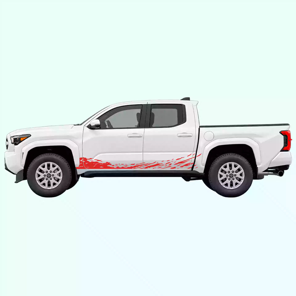 4th Gen Toyota Tacoma Mud Splash Rocker Stripes Vinyl Graphics Kit Red