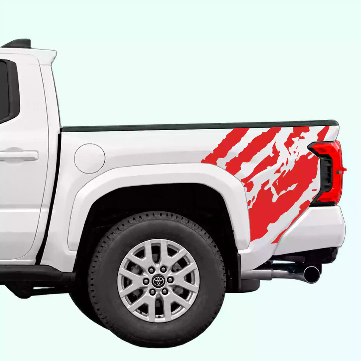 4th Gen Toyota Tacoma Shred Bed Side Decals Vinyl Graphics Kit Red
