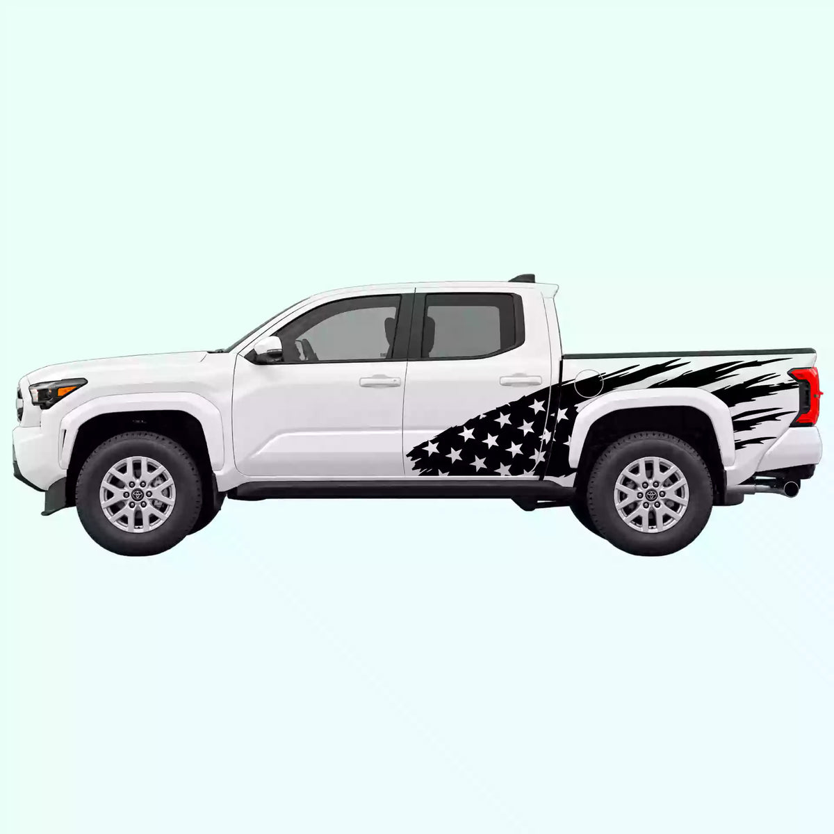 4th Gen Toyota Tacoma US Flag Side Decals Vinyl Graphics Kit Black