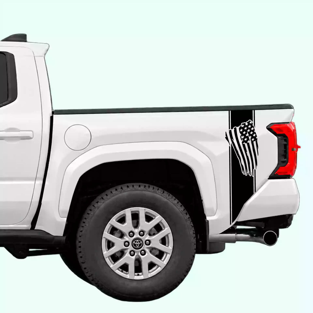 4th Gen Toyota Tacoma USA Flag Bed Decals Vinyl Graphics Kit Black