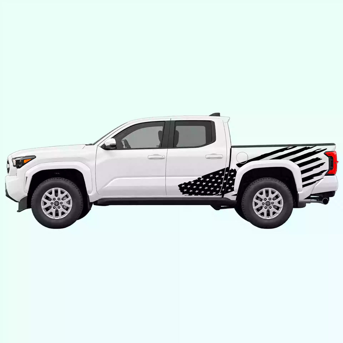 4th Gen Toyota Tacoma USA Flag Side Decals Vinyl Graphics Kit Black