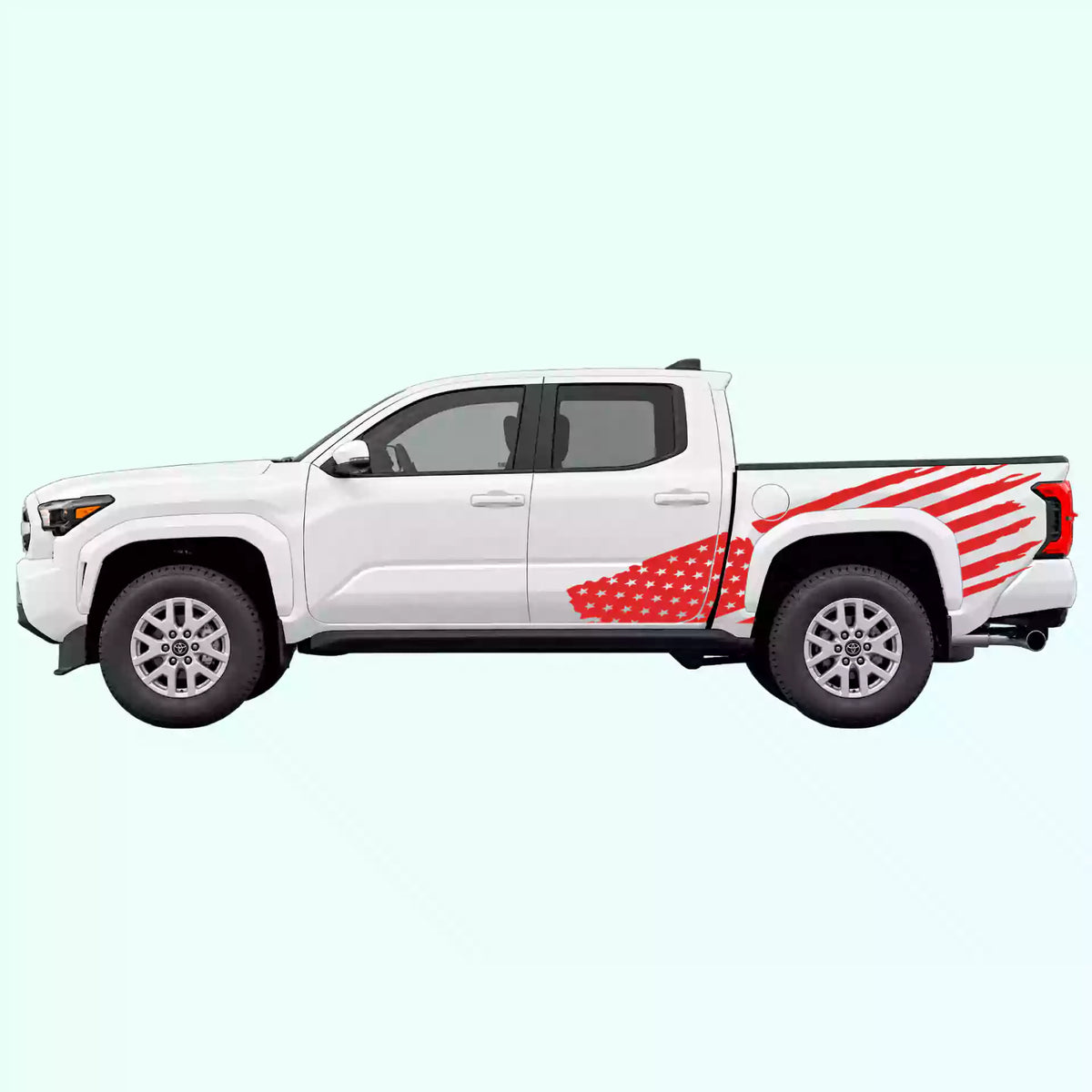 4th Gen Toyota Tacoma USA Flag Side Decals Vinyl Graphics Kit Red