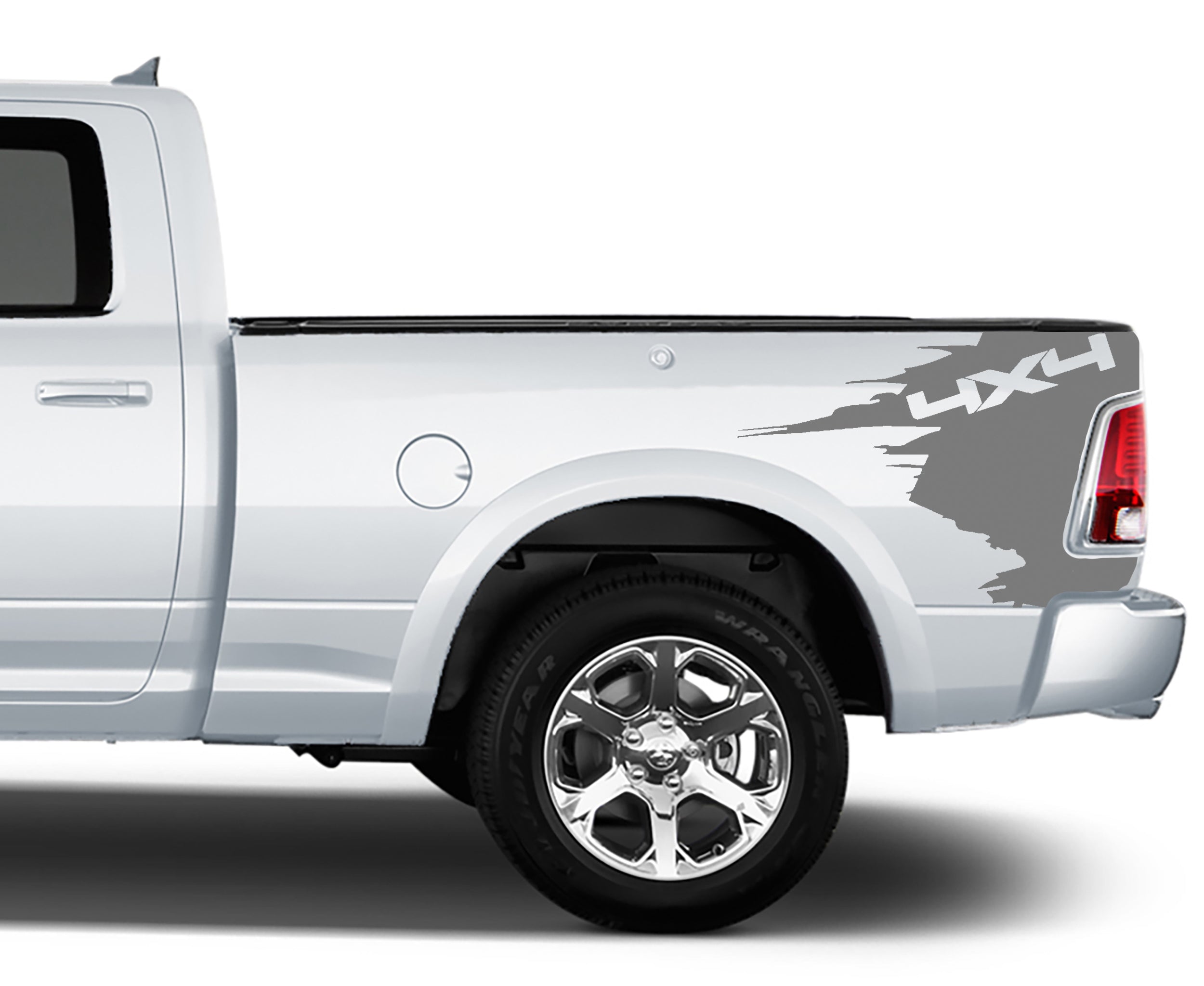 4x4 bed graphics for dodge ram 1500 2009 to 2018 models gray