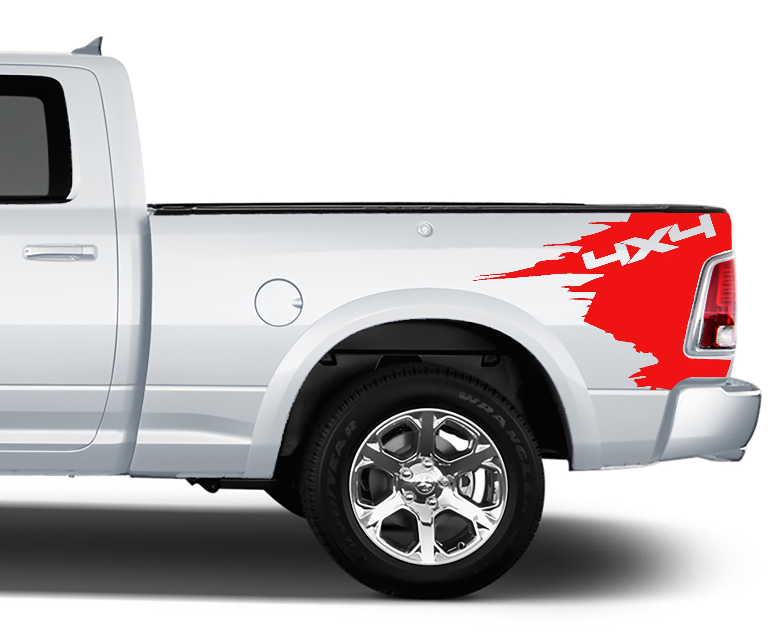 4x4 bed graphics for dodge ram 1500 2009 to 2018 models red