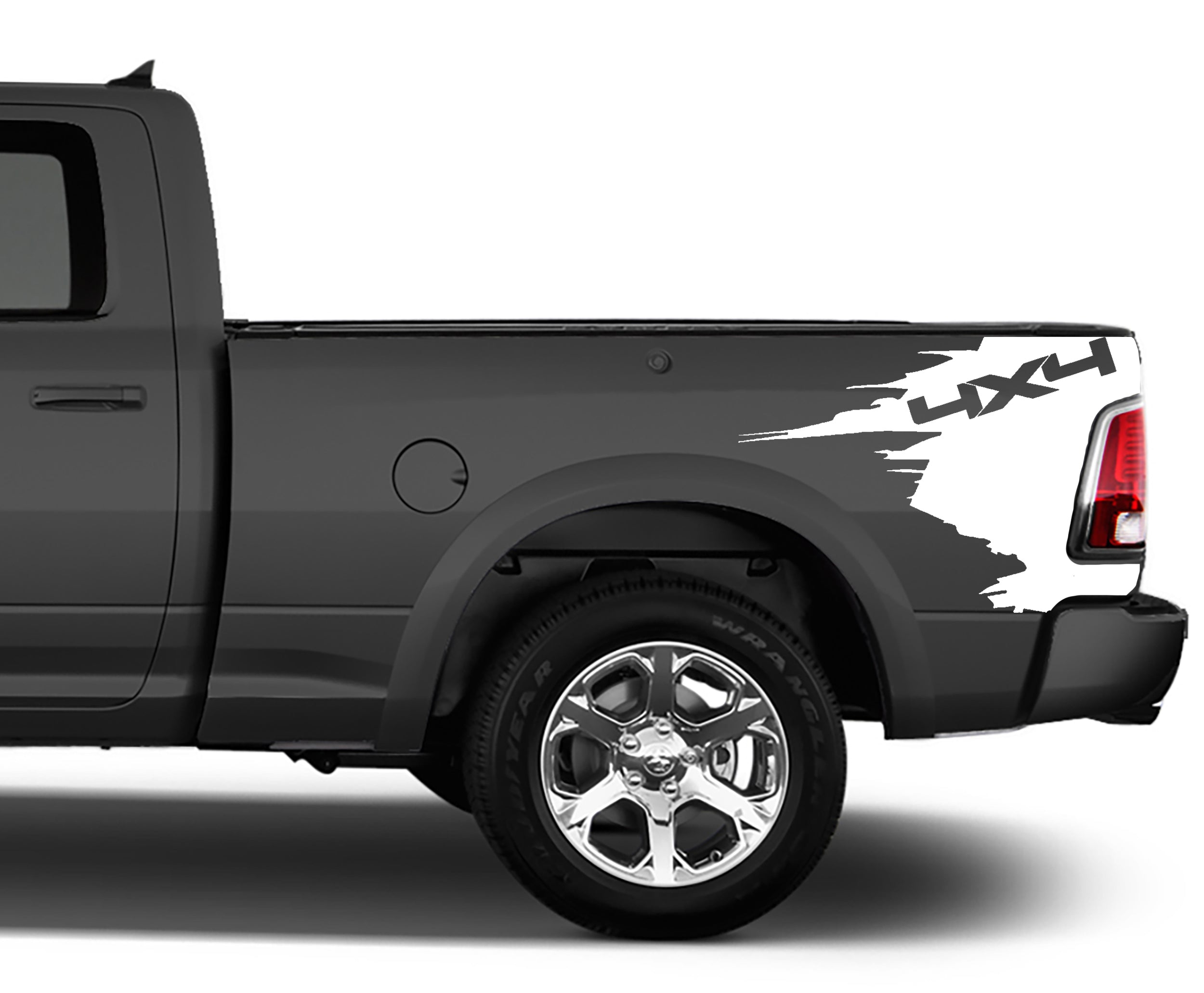 4x4 bed graphics for dodge ram 1500 2009 to 2018 models white