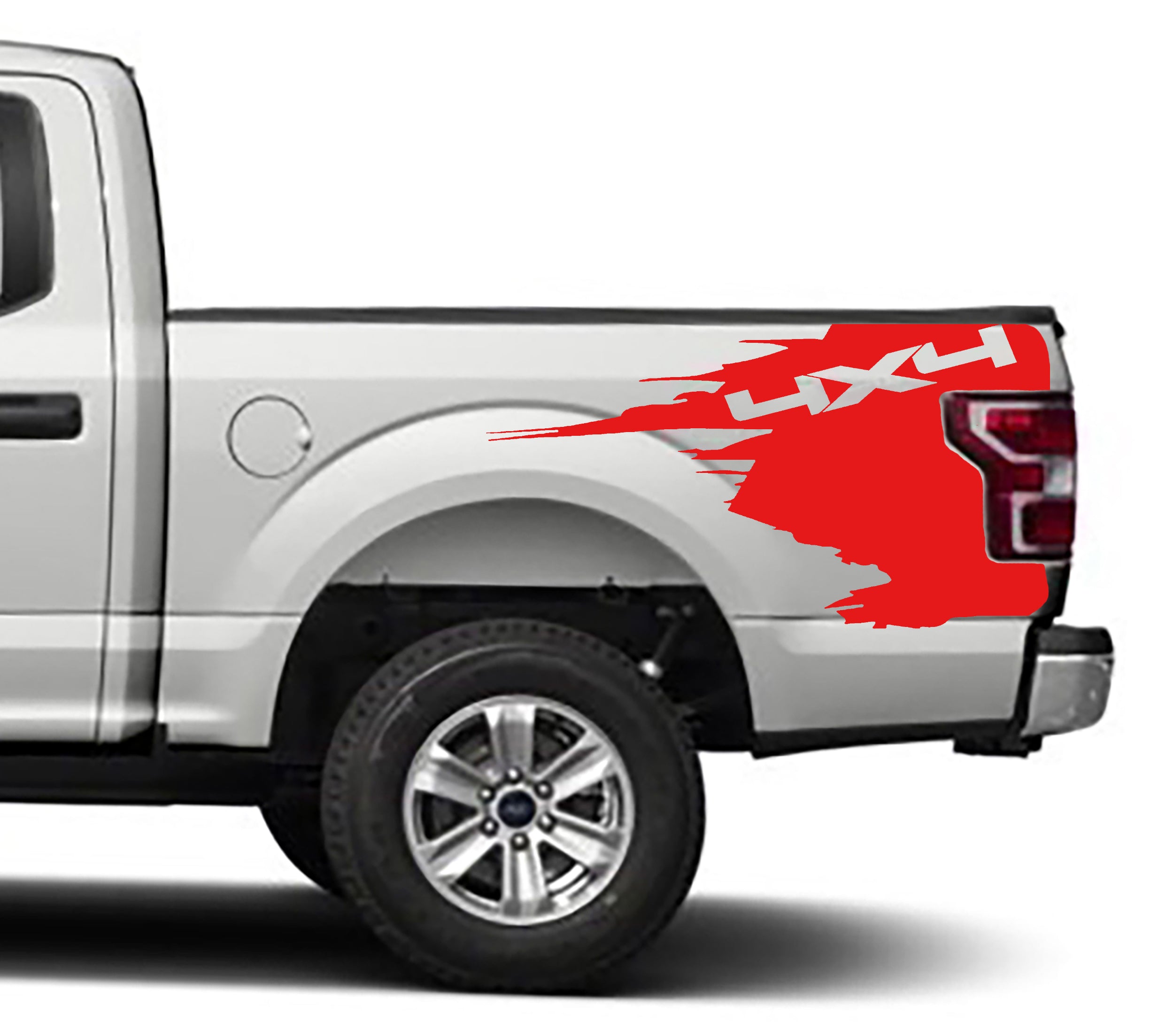 4x4 off road bed graphics for ford f 150 2015 to 2020 models red