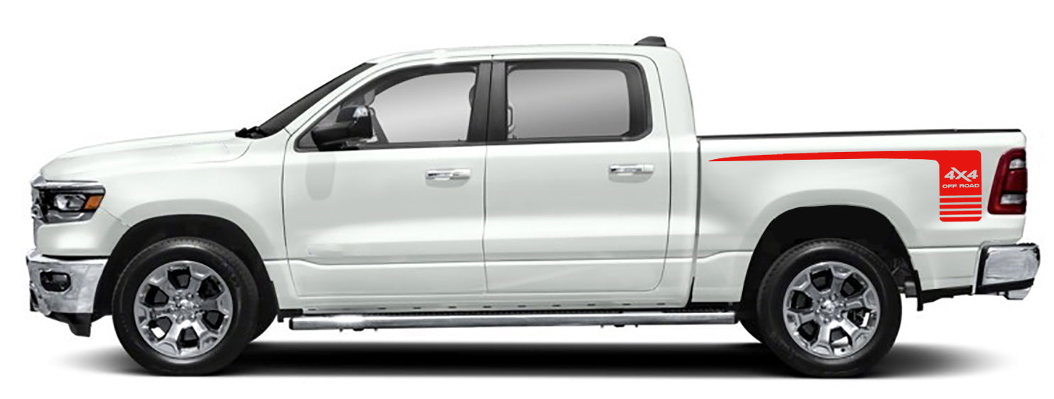 4x4 hockey bed stripes for dodge ram 2018 to 2023 models red
