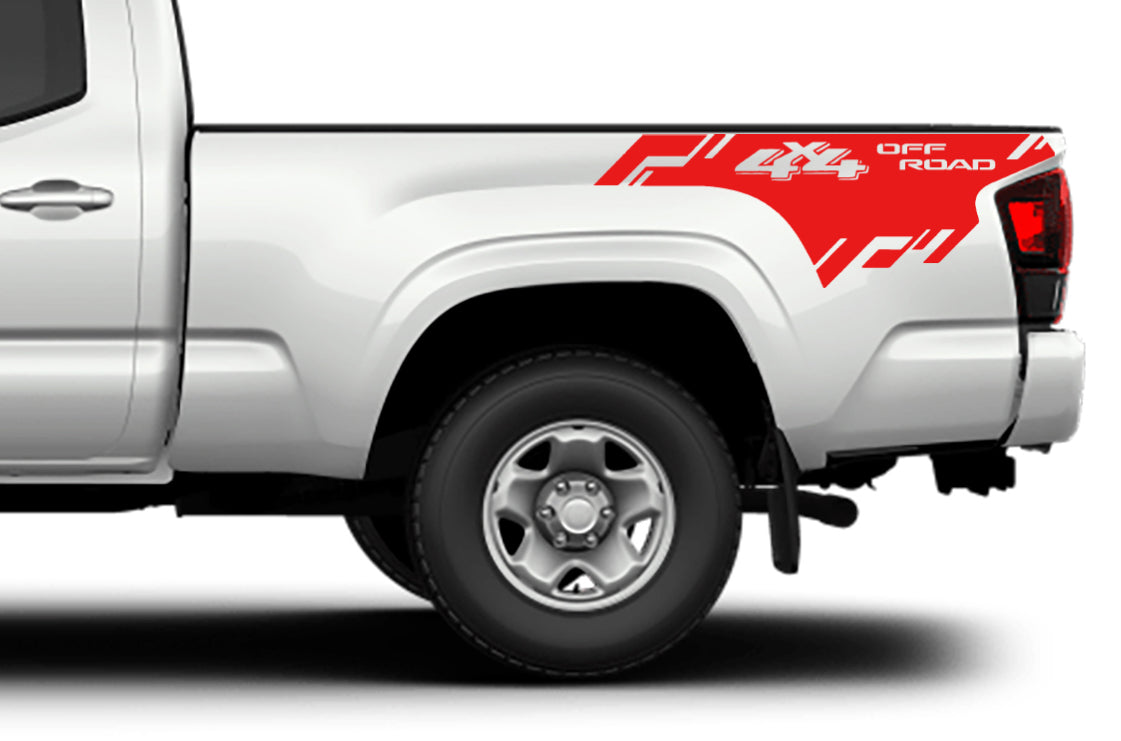 4x4 off road bed decals for toyota tacoma 2016 to 2023 models red