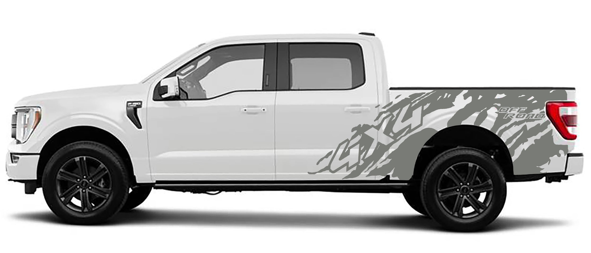 4x4 off road side graphics for ford f 150 2021 to 2023 models gray