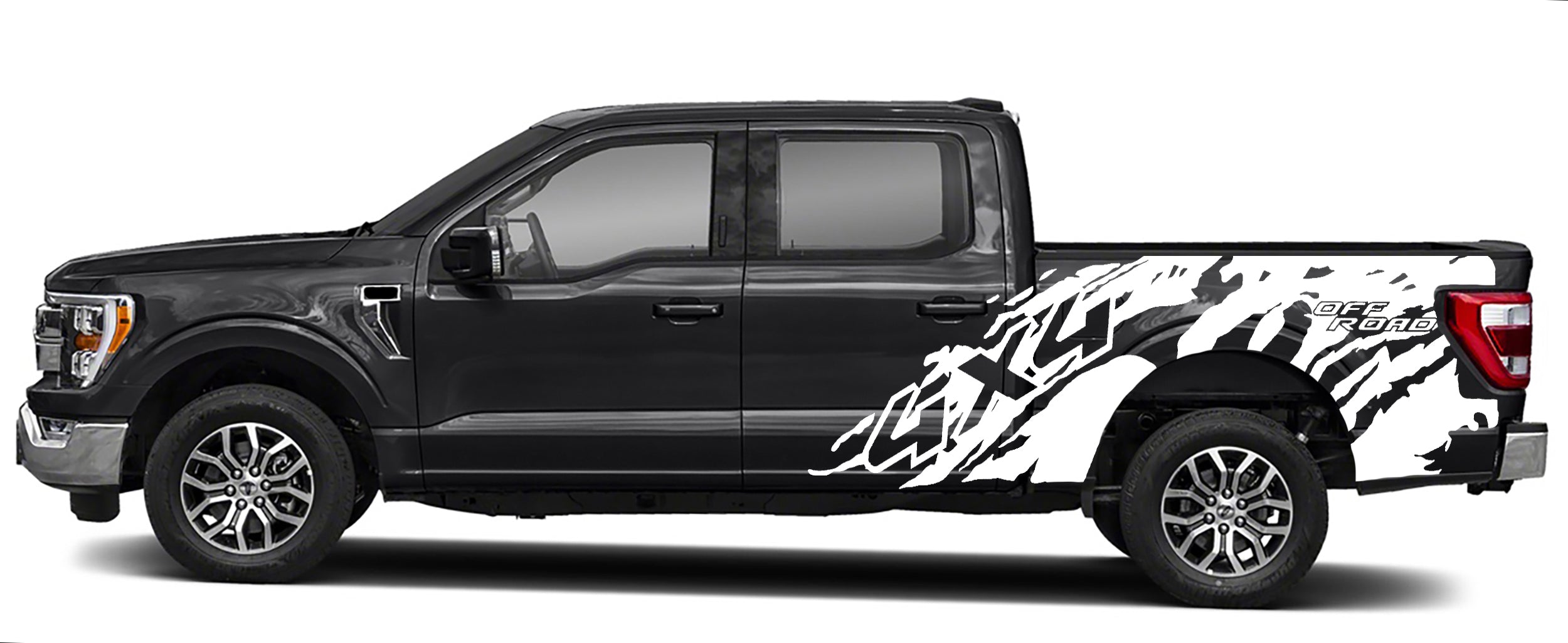 4x4 off road side graphics for ford f 150 2021 to 2023 models white
