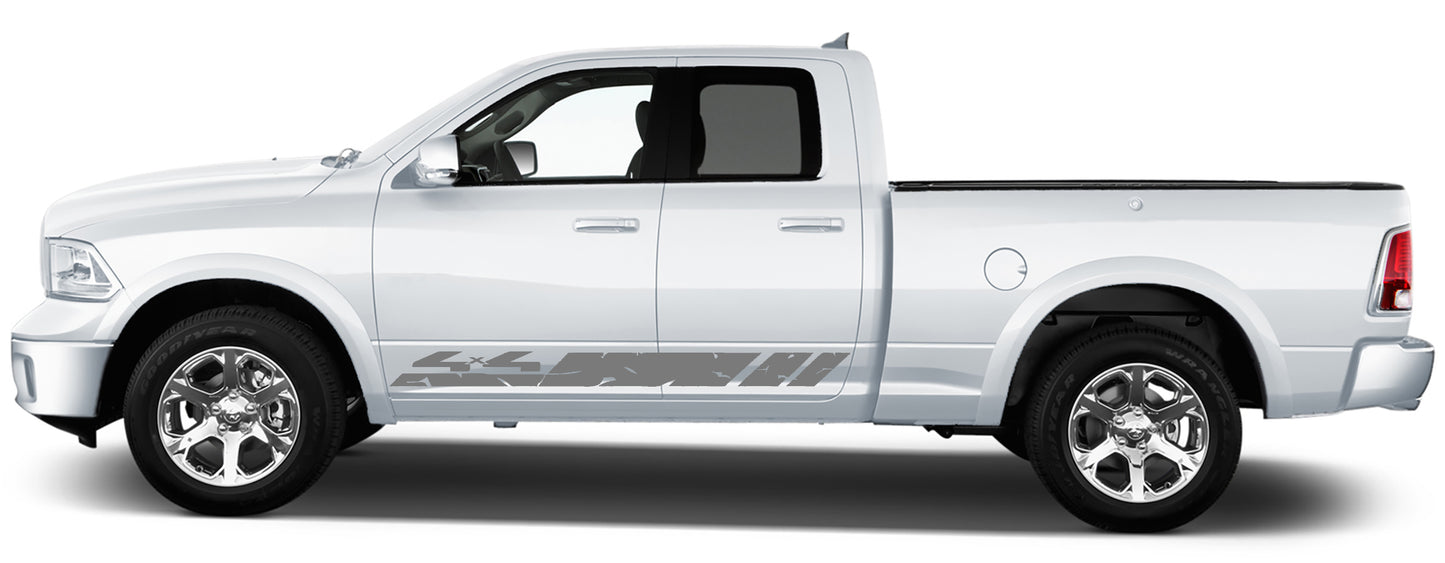 4x4 rocker panel stripes graphics for dodge ram 2008 to 2018 models gray