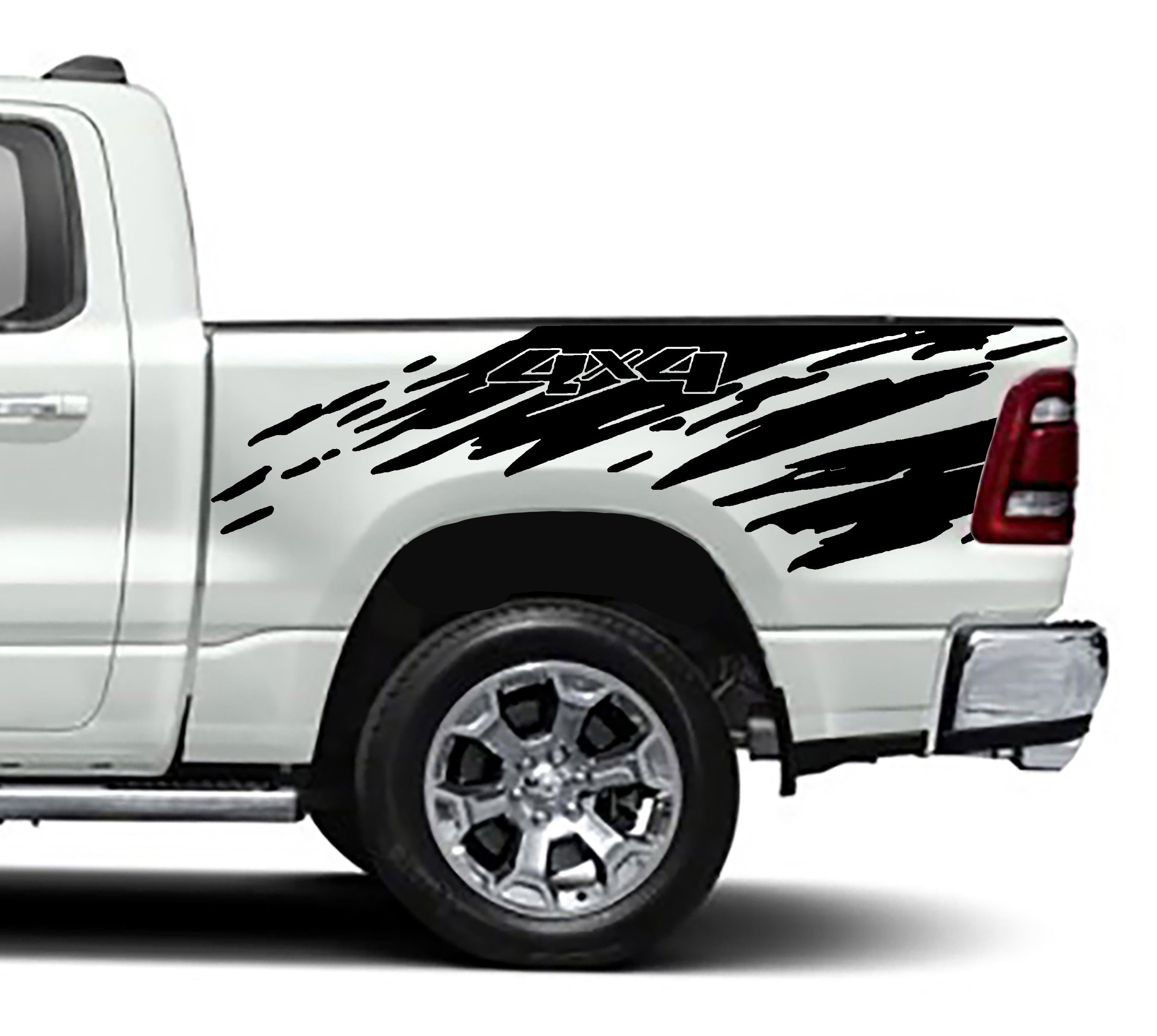 4x4 splatter bed graphics for dodge ram 1500 2500 2019 to 2023 models black