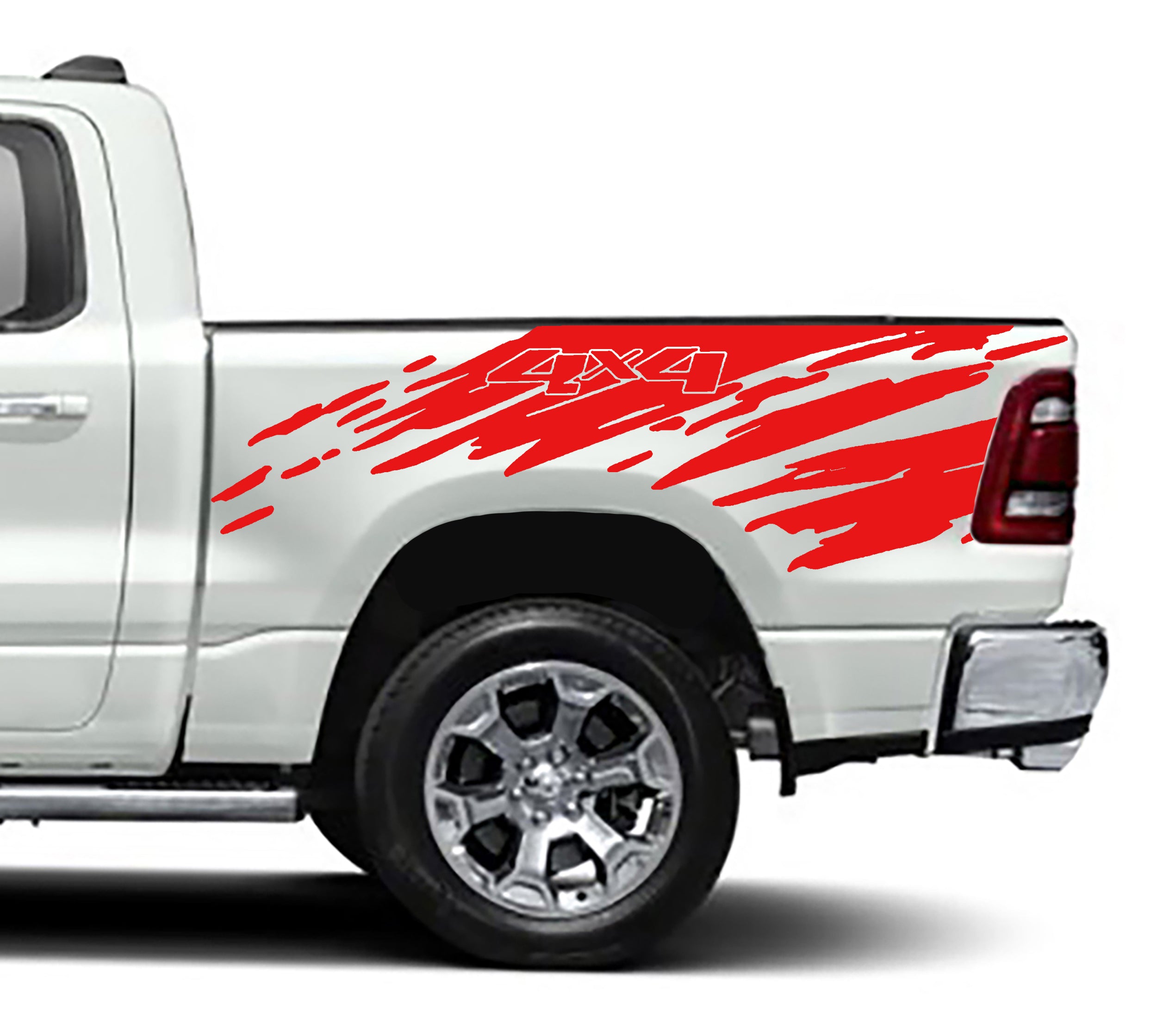 4x4 splatter bed graphics for dodge ram 1500 2500 2019 to 2023 models red