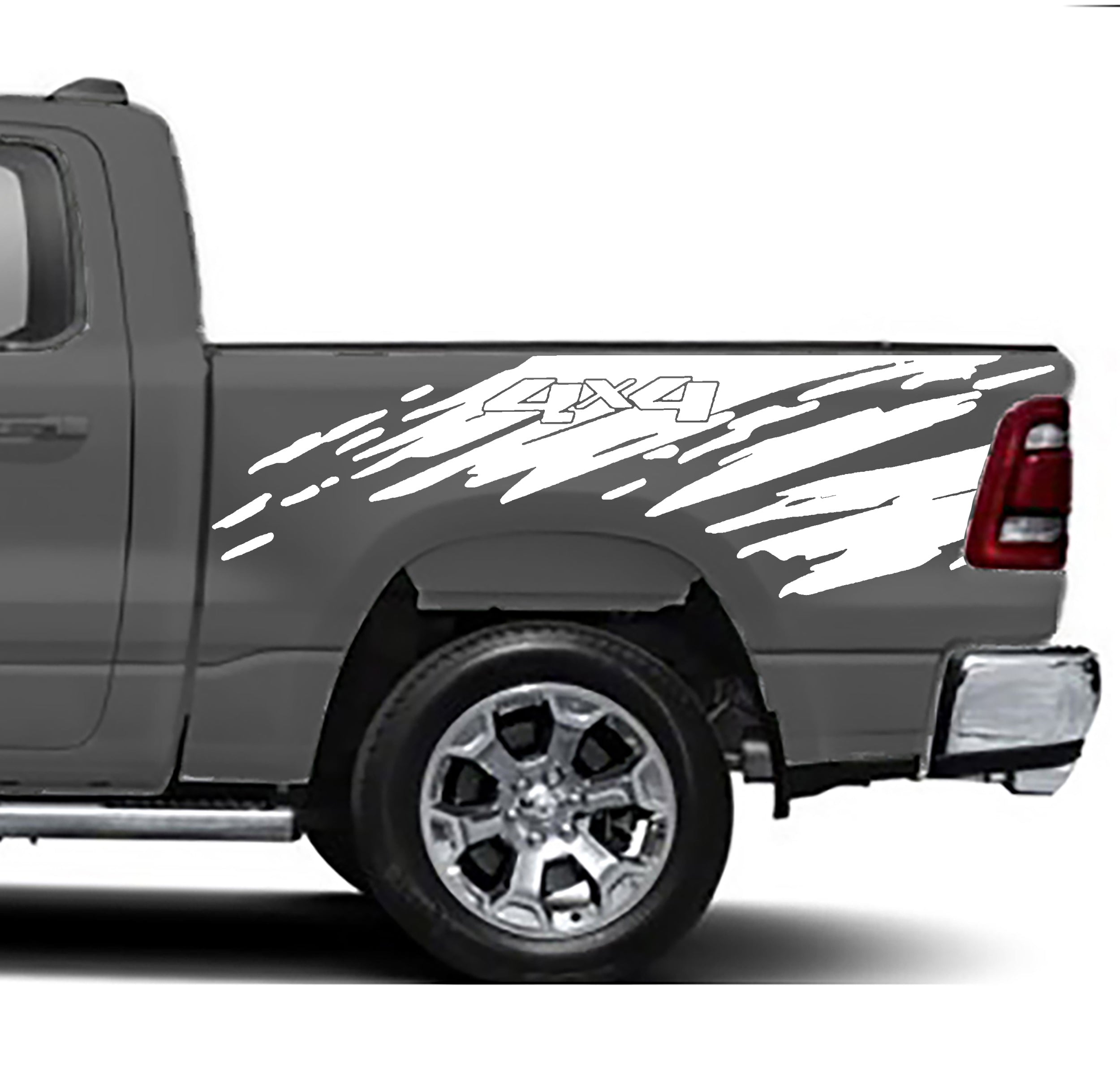 4x4 splatter bed graphics for dodge ram 1500 2500 2019 to 2023 models white