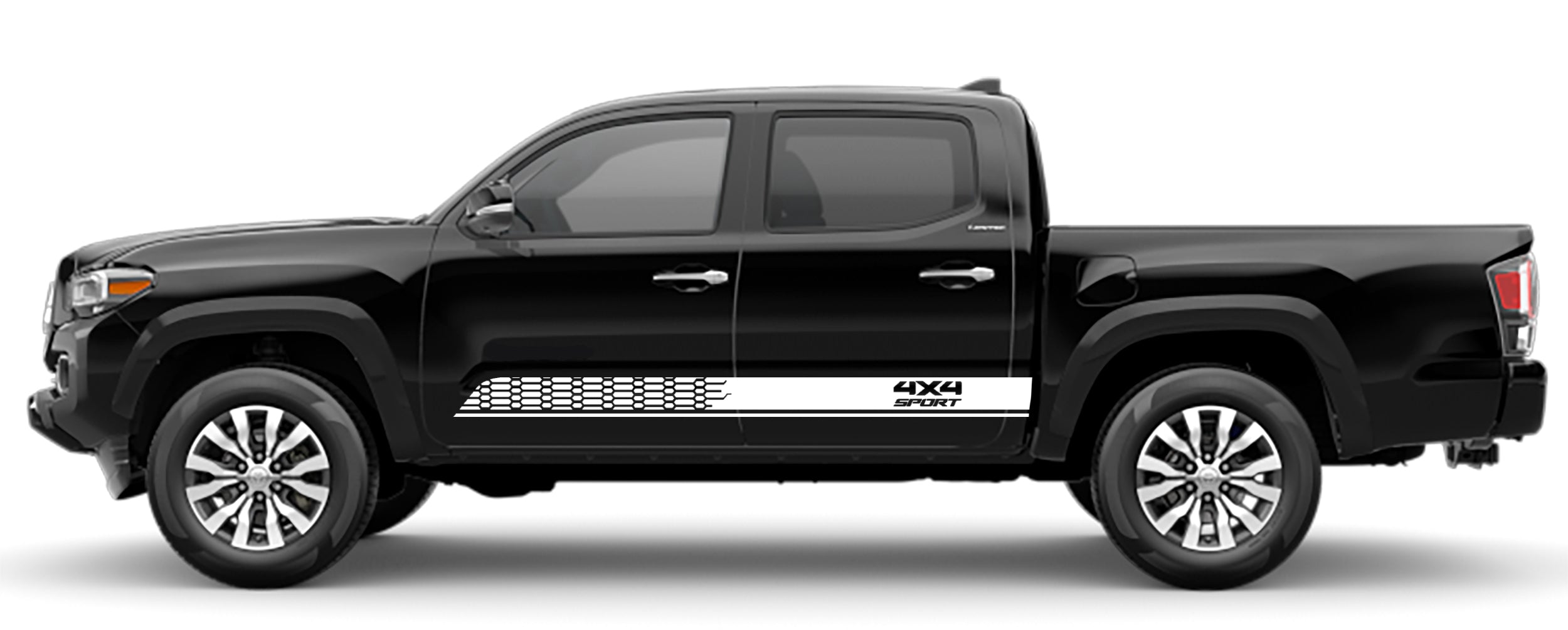 4x4 sport rocker stripes for toyota tacoma 2016 to 2023 models white