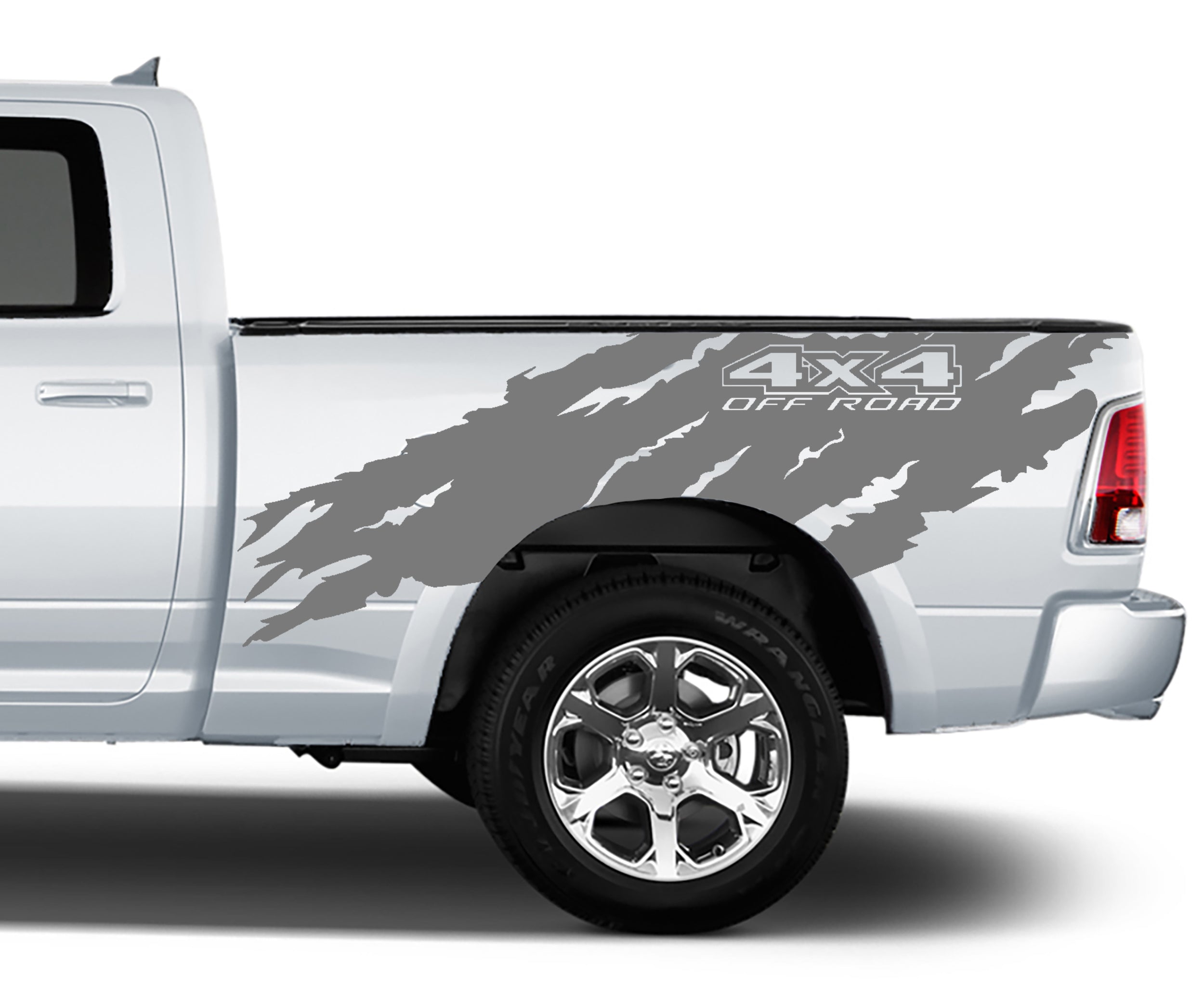 torn 4x4 off road bed graphics for dodge ram 2008 to 2018 models gray