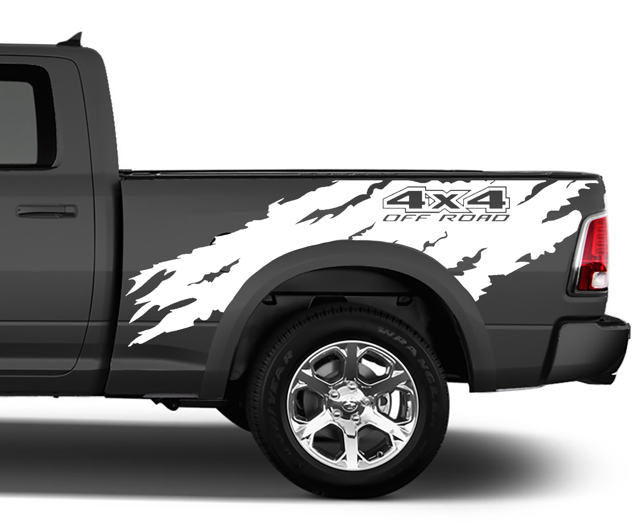 torn 4x4 off road bed graphics for dodge ram 2008 to 2018 models white