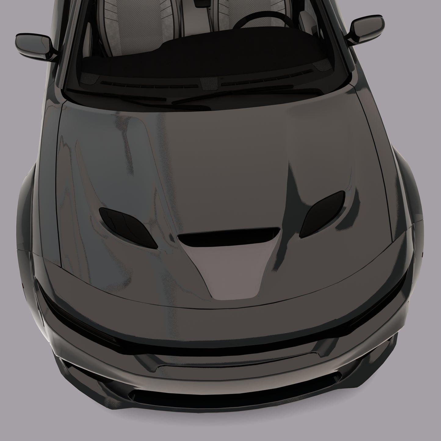 black car with gray Hood Intake Scoop Decals