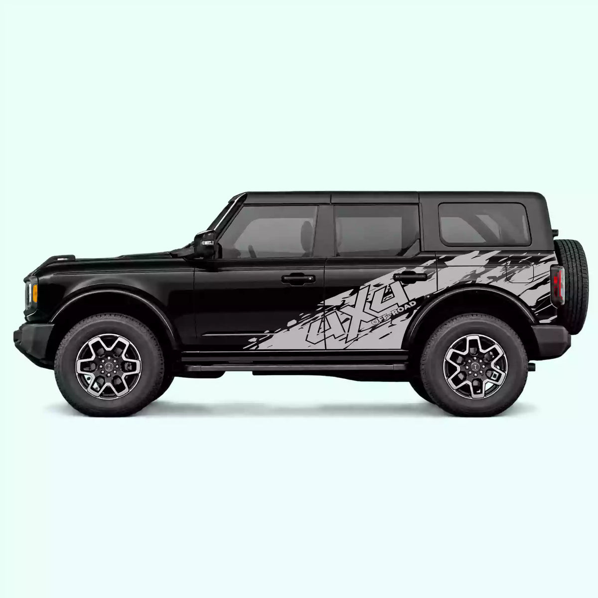 6th Gen Ford Bronco 4x4 Mud Splash Side Decals Vinyl Graphics Kit Gray