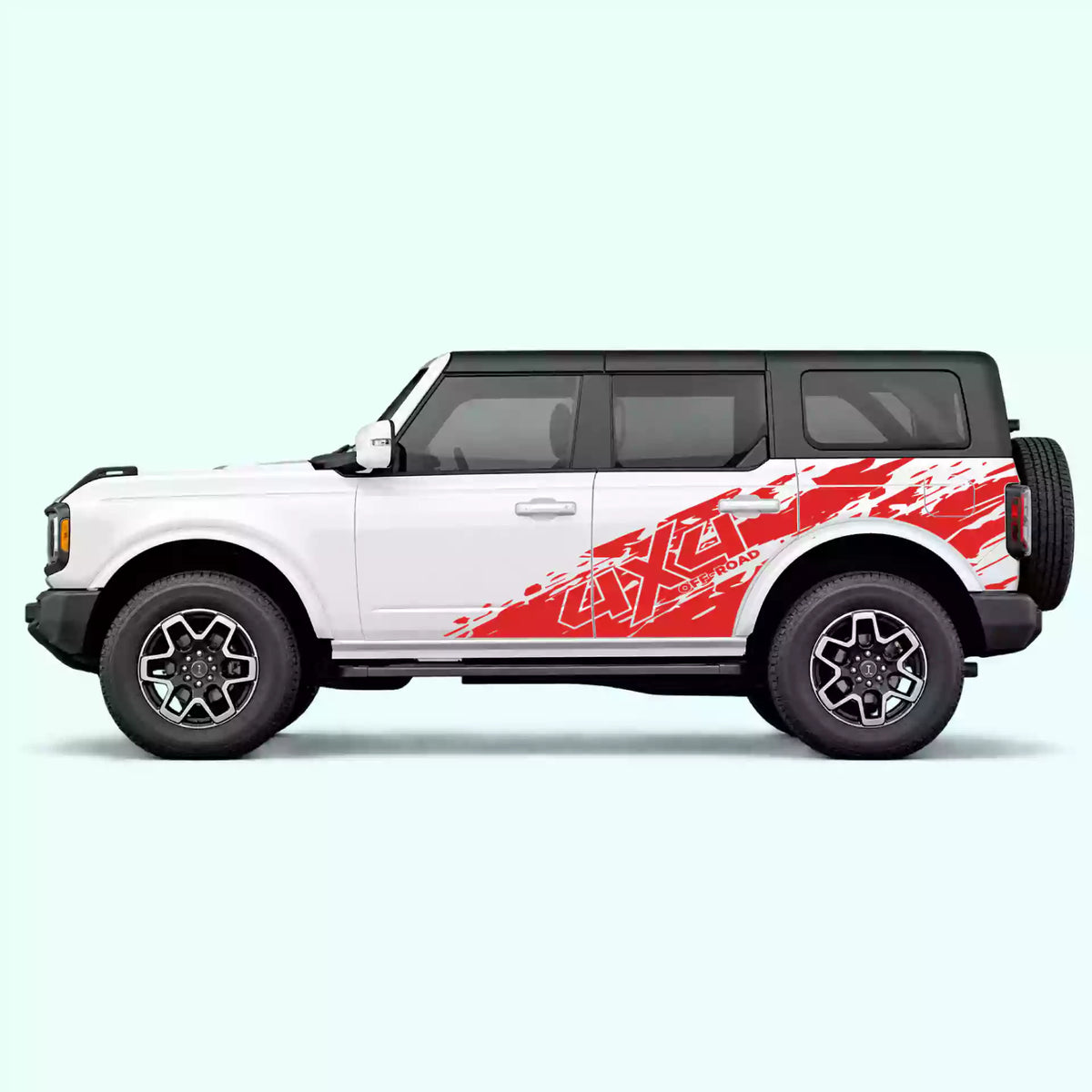 6th Gen Ford Bronco 4x4 Mud Splash Side Decals Vinyl Graphics Kit Red
