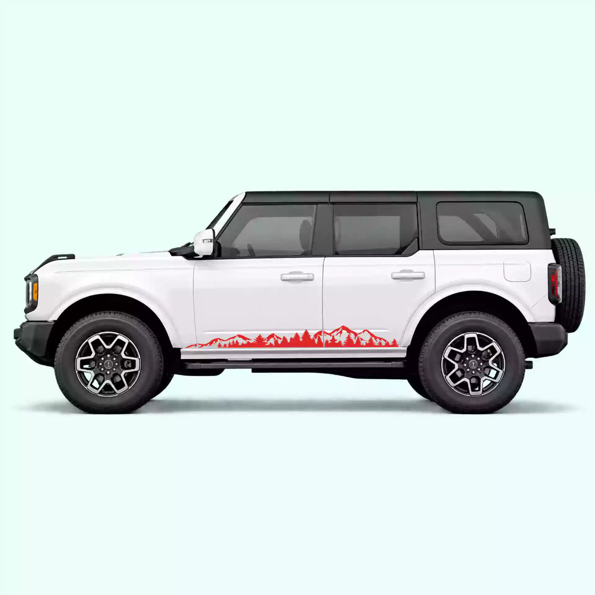 6th Gen Ford Bronco Adventure Side Stripes Vinyl Graphics Kit Red