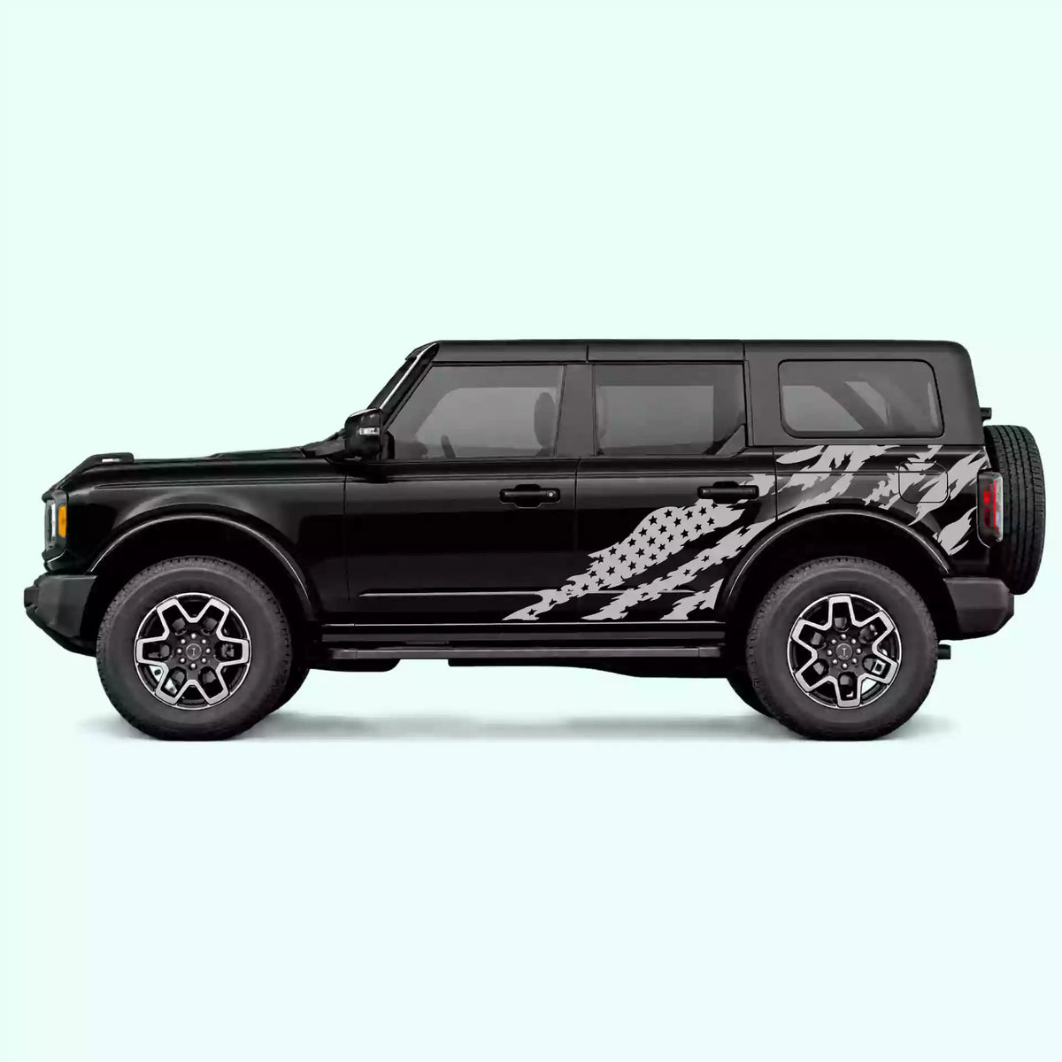 6th Gen Ford Bronco American Flag Side Decals Vinyl Graphics Kit Gray