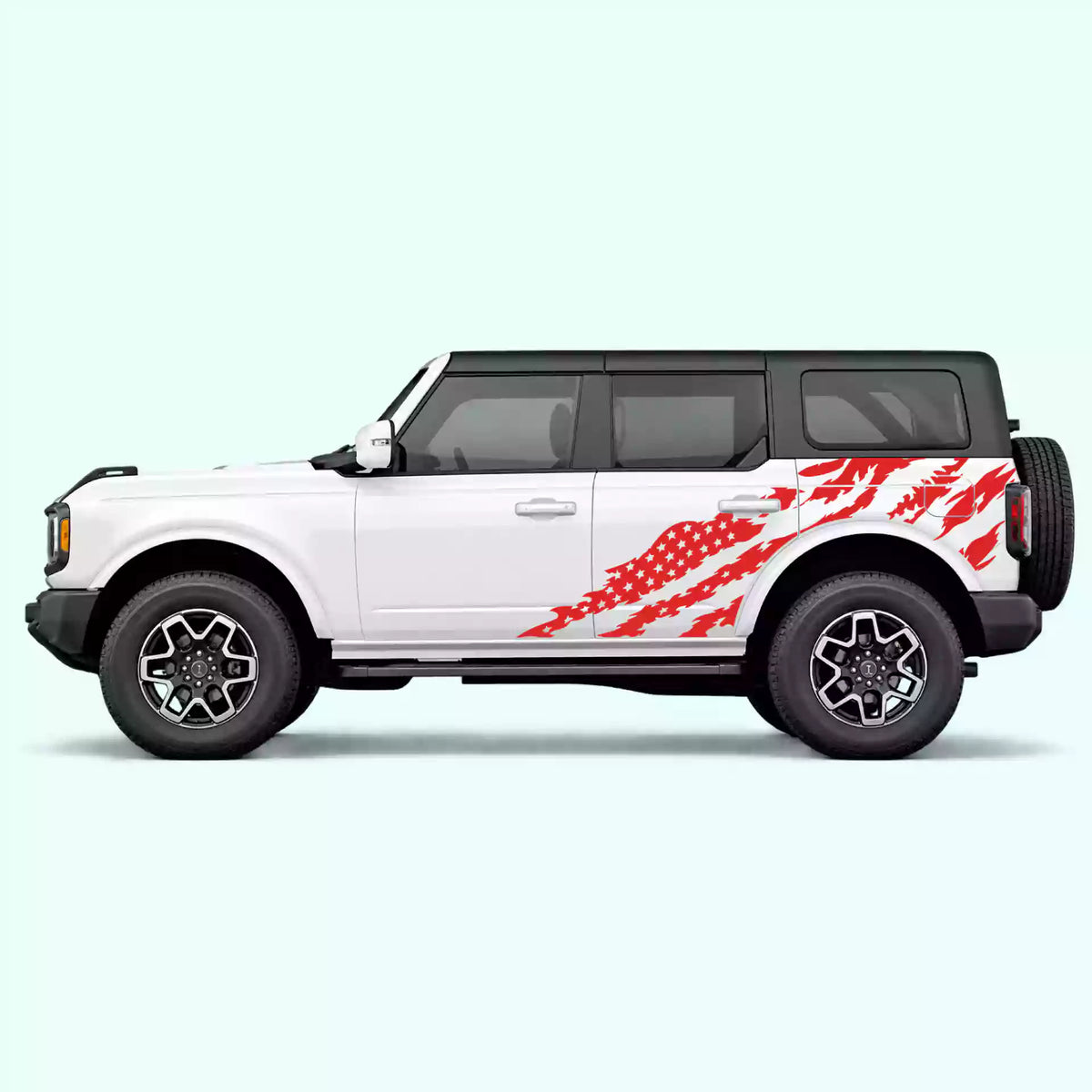 6th Gen Ford Bronco American Flag Side Decals Vinyl Graphics Kit Red
